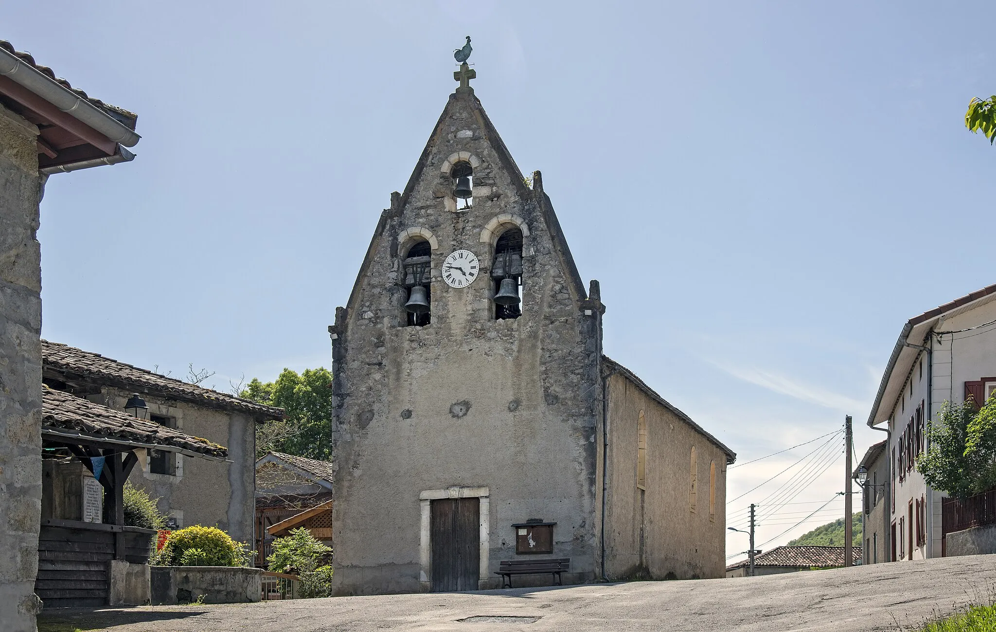Photo showing: Bell gables of the church of Pujos, Estadens, Haute-Garonne France.