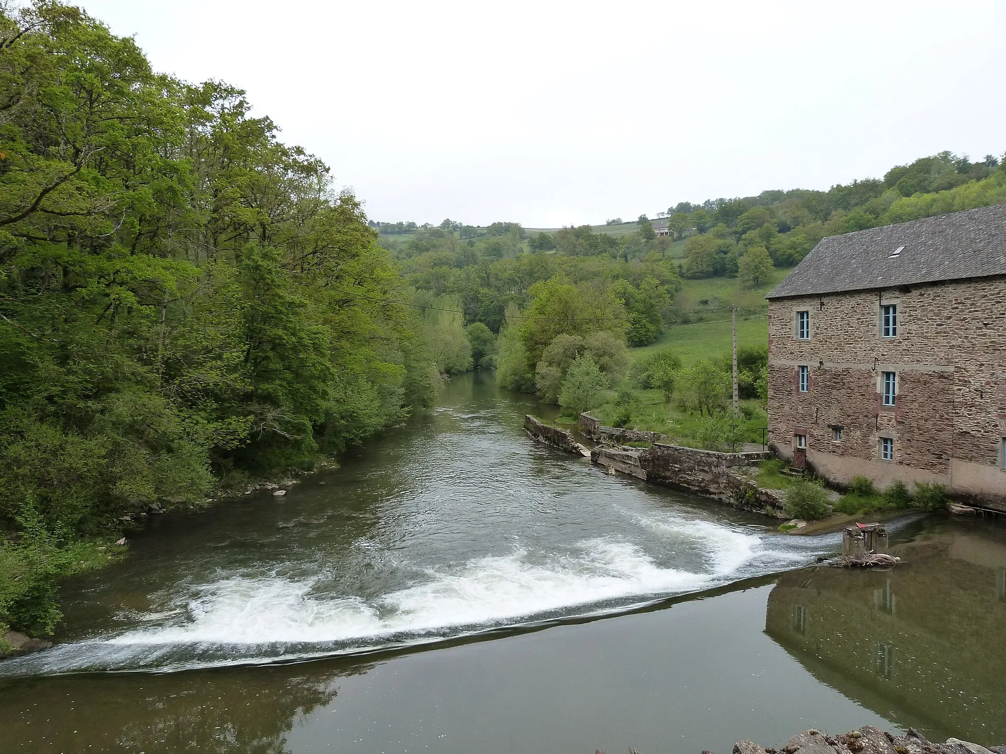 Photo showing: L'Aveyron vu du pont de la D57 situé au niveau du hameau des Planques (Druelle, Aveyron)