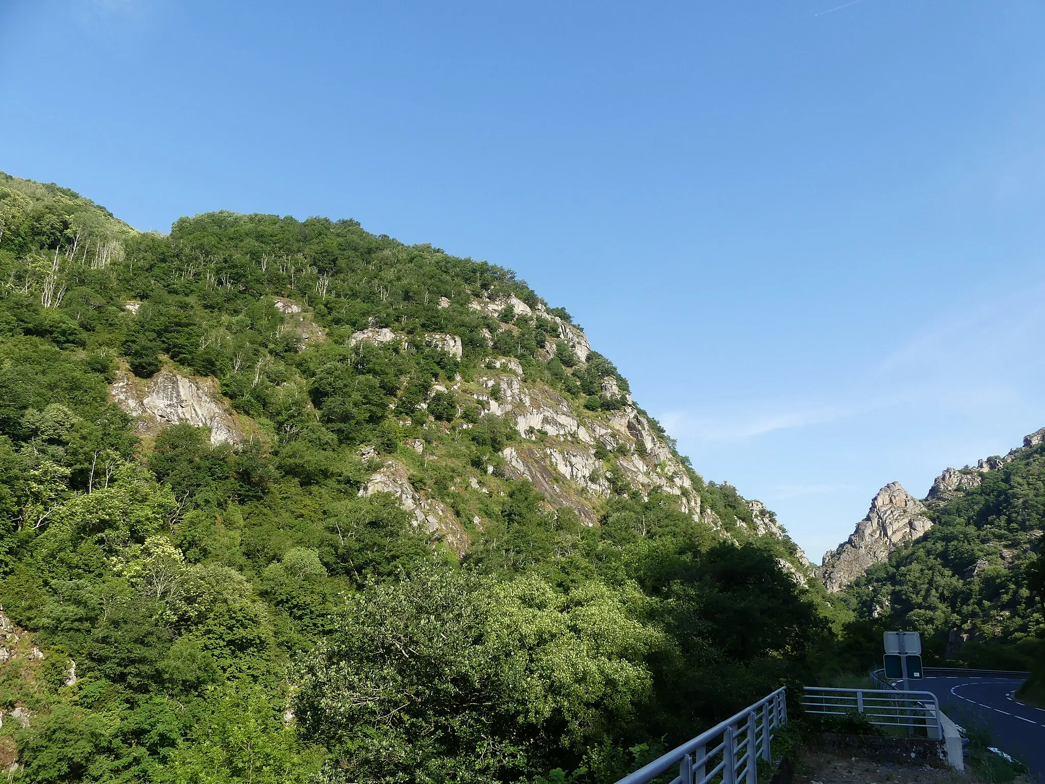 Photo showing: Les gorges du Lot, juste en aval du barrage de Golinhac, Aveyron, France. Communes de Golinhac (à gauche) et Le Nayrac (à droite).