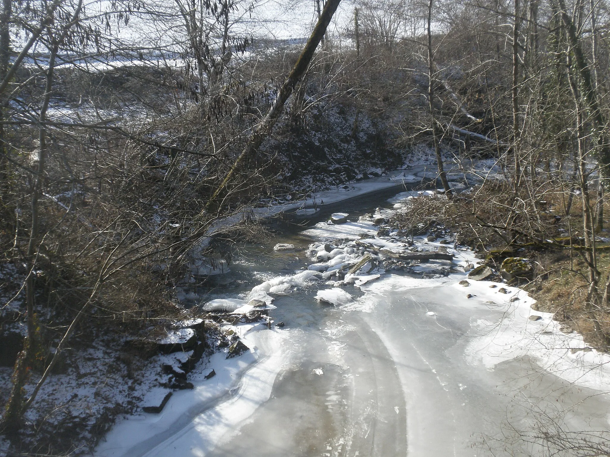 Photo showing: La Serène, affluent en rive gauche de l'Aveyron, vue depuis le pont de la D239 entre Najac et Saint-André de Najac au cours du mois de février 2012 (Saint-André-de-Najac, Aveyron)