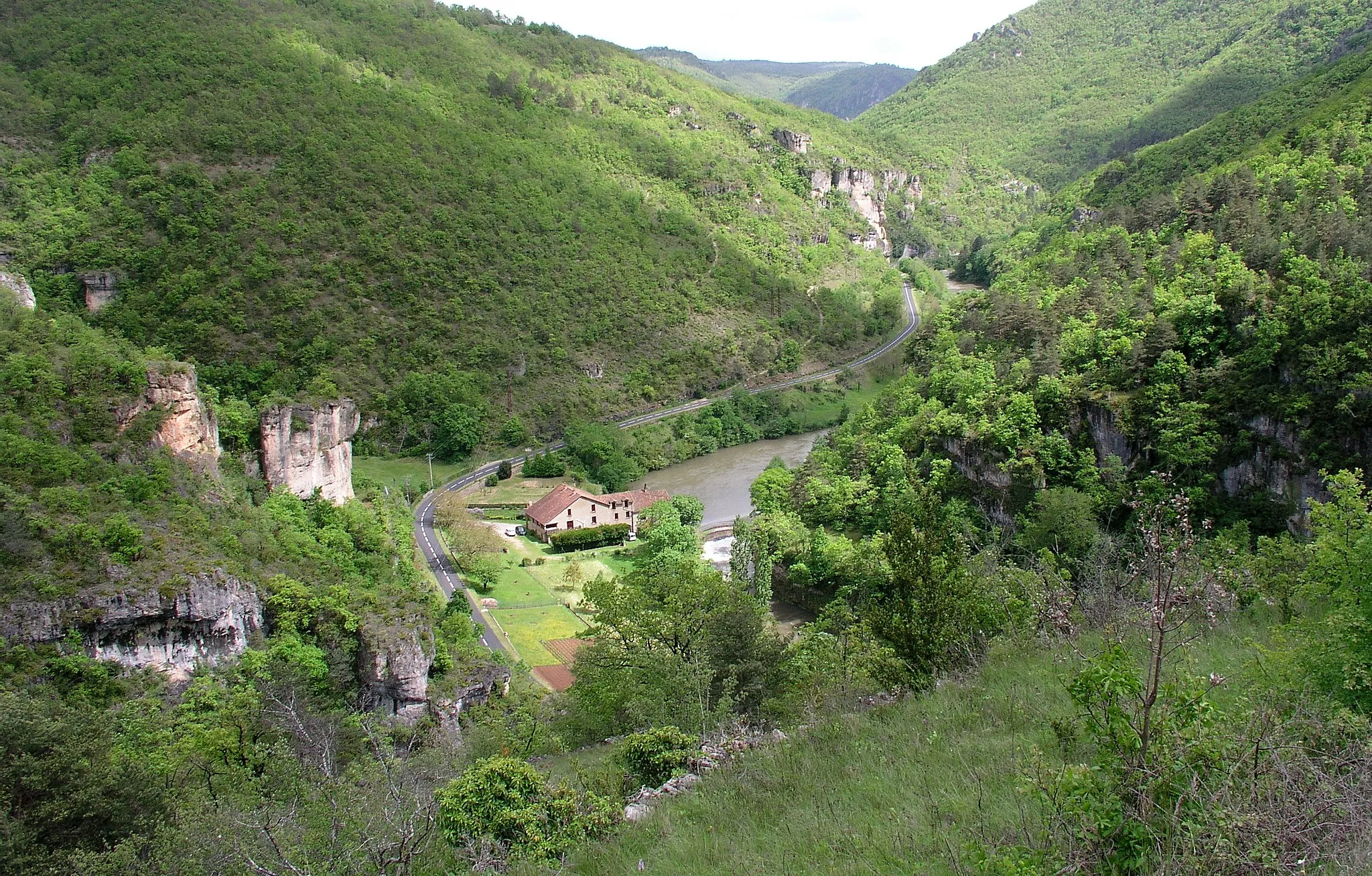 Photo showing: Vallée de la Dourbie au moulin de Corp (Saint-André-de-Vézines).