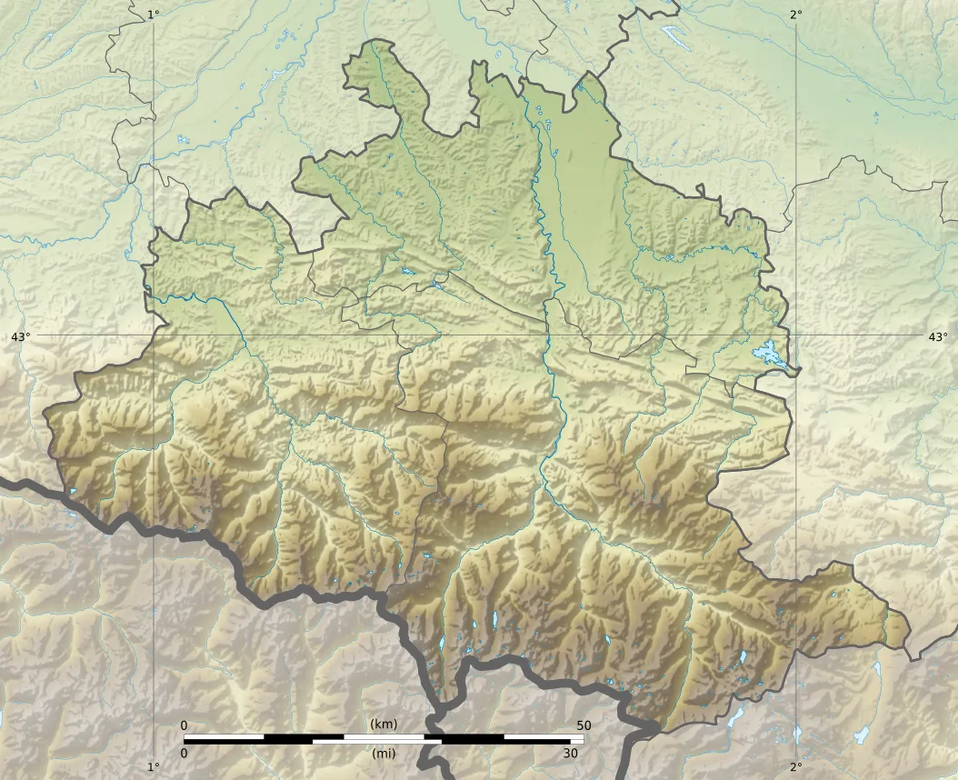 Photo showing: Blank physical map of the department of Ariège, France, for geo-location purpose.