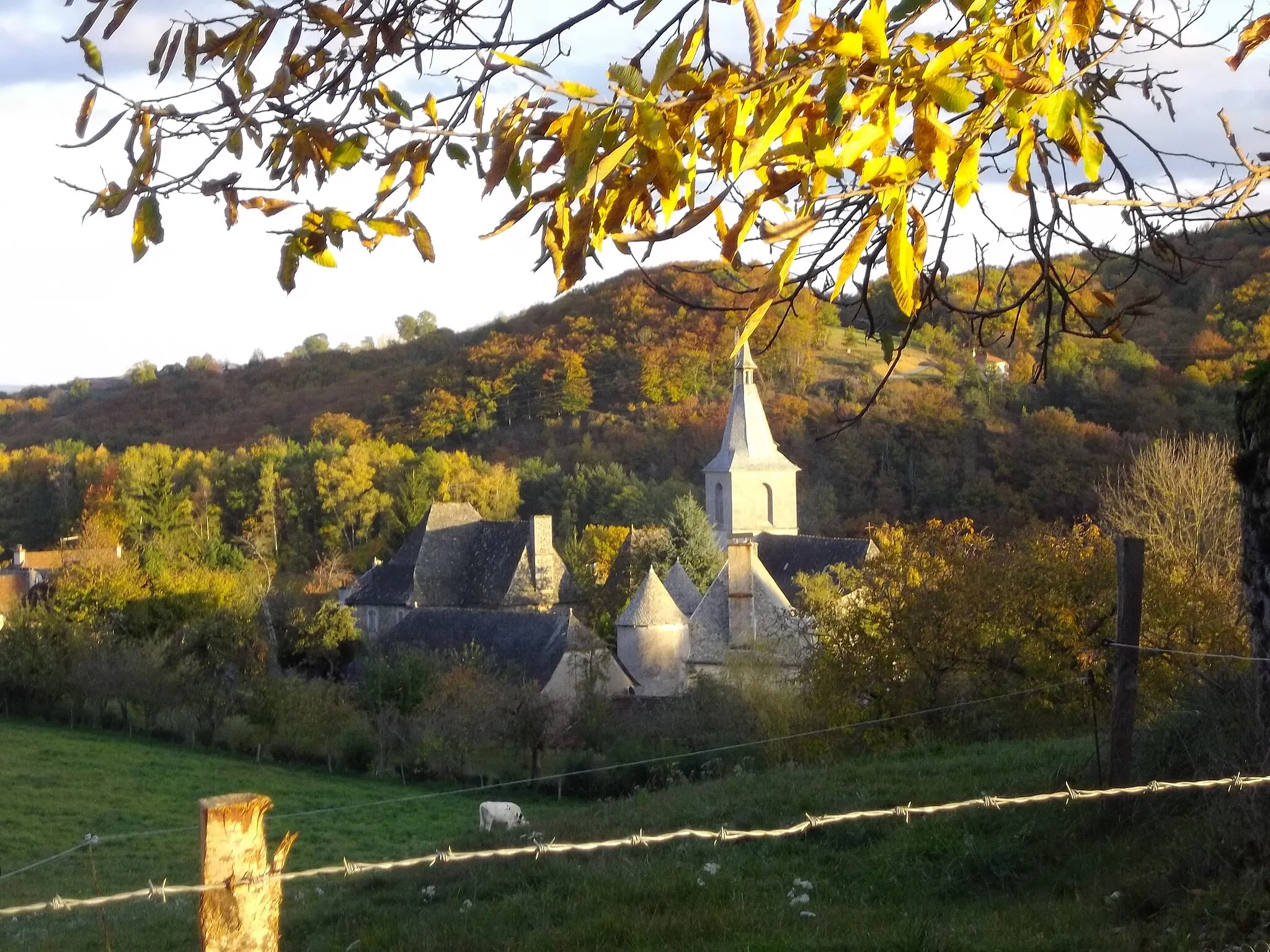 Photo showing: Vue de Ladinhac et son église Saint-Aignan