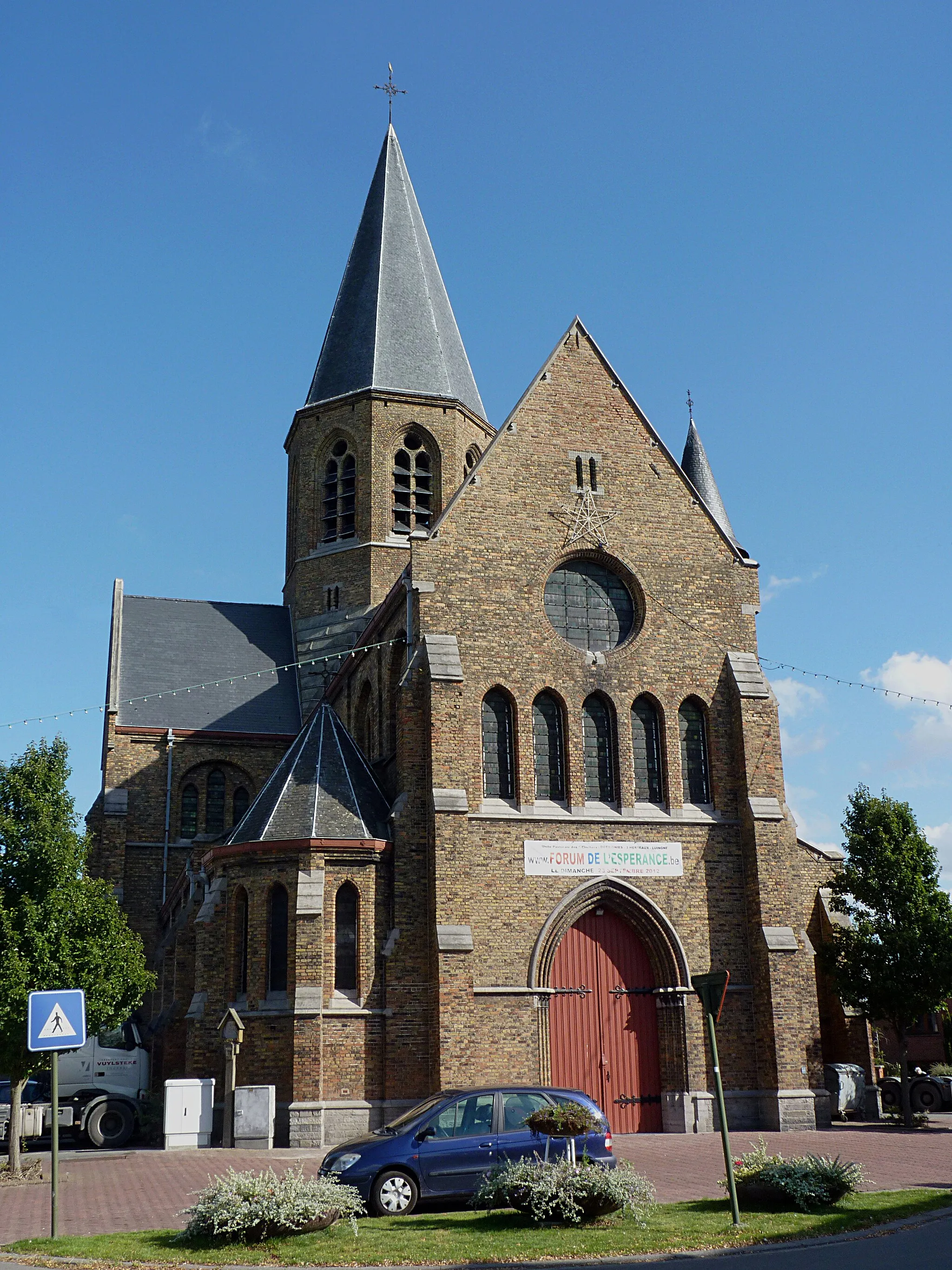 Photo showing: Church Saint John the Baptist in Herseaux (quarter les ballons), Belgium.