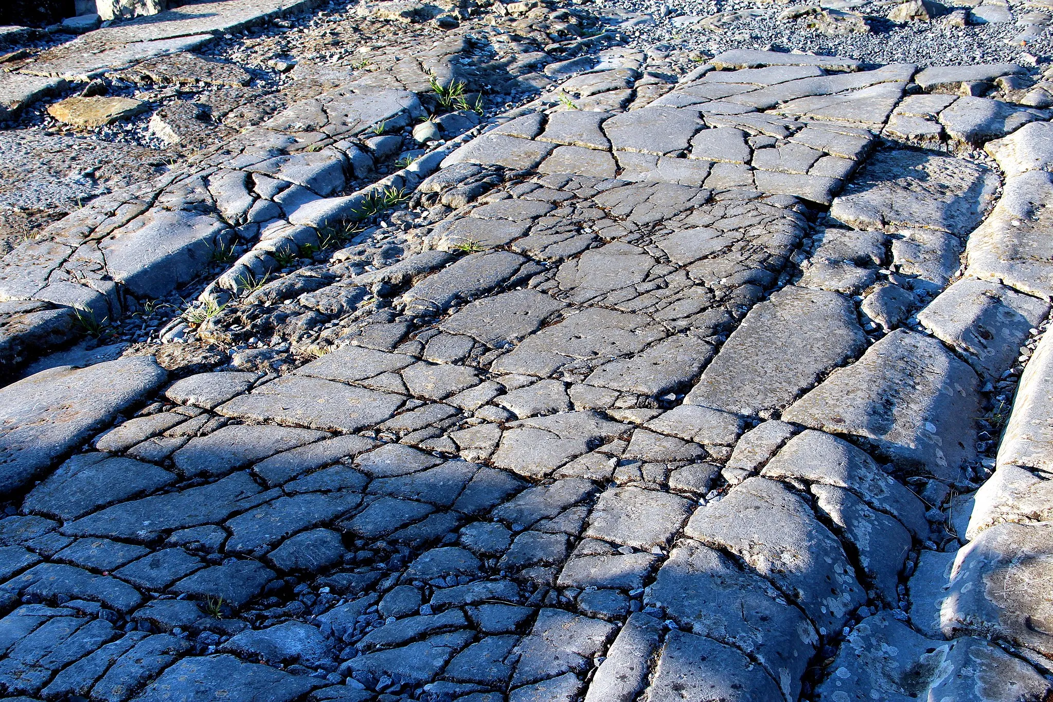 Photo showing: Bavay (Nord, France), deep wheel ruts made by the charroi of the time in the Roman road Bavay-Cologne.