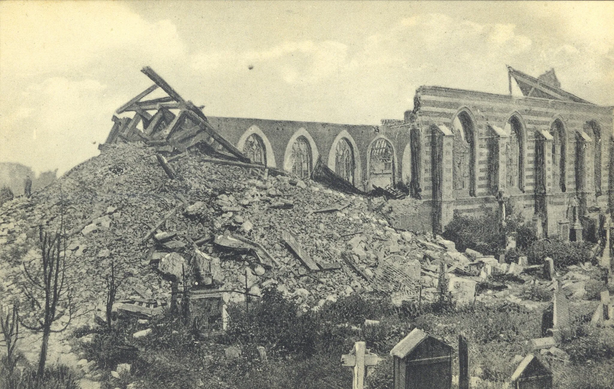 Photo showing: World War I; Lost architecture; War damage; France--Herlies; miami digital collections; bowden postcard collection