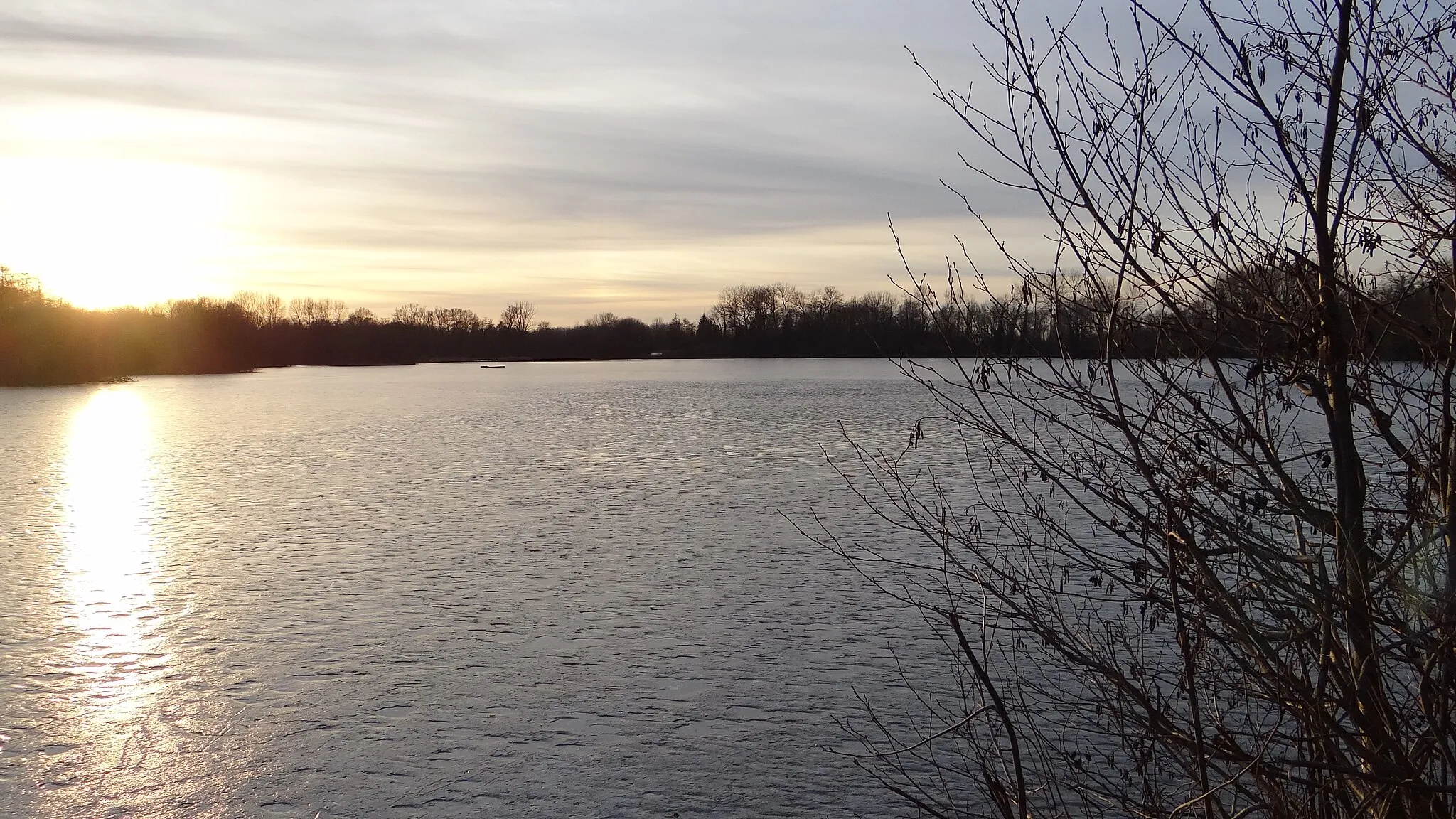 Photo showing: Wasnes-au-Bac Le marais - Coucher de soleil sur glace