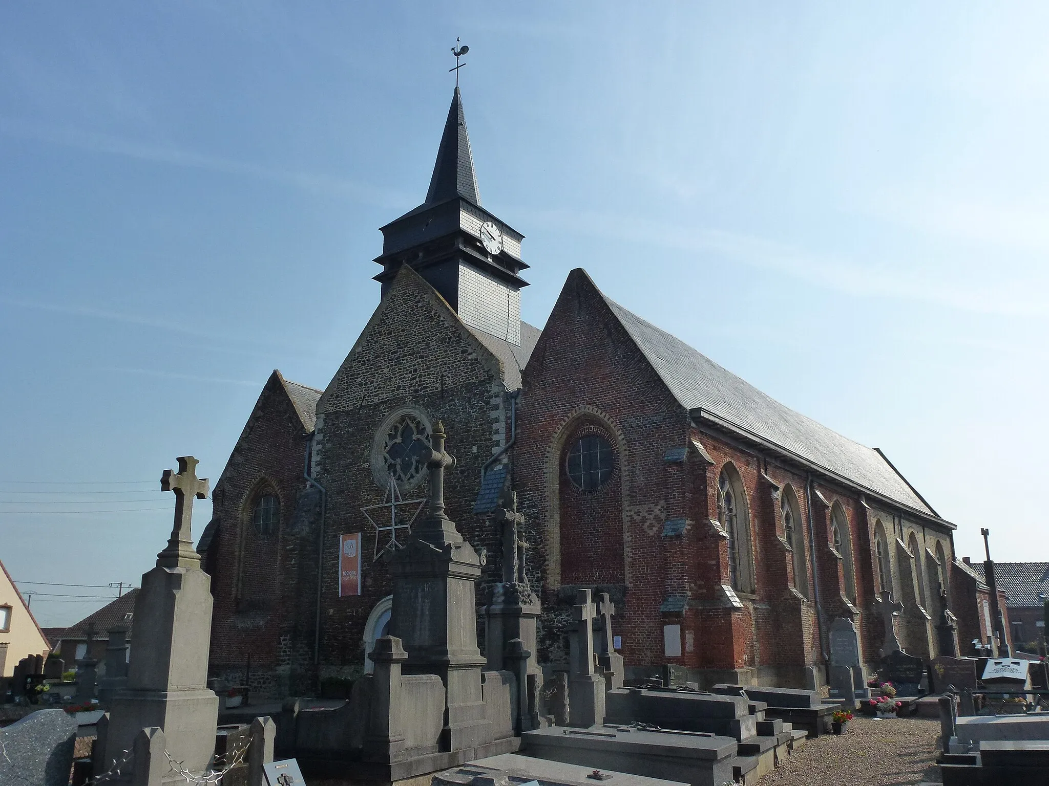 Photo showing: Bavinchove (Nord, Fr) église, façade