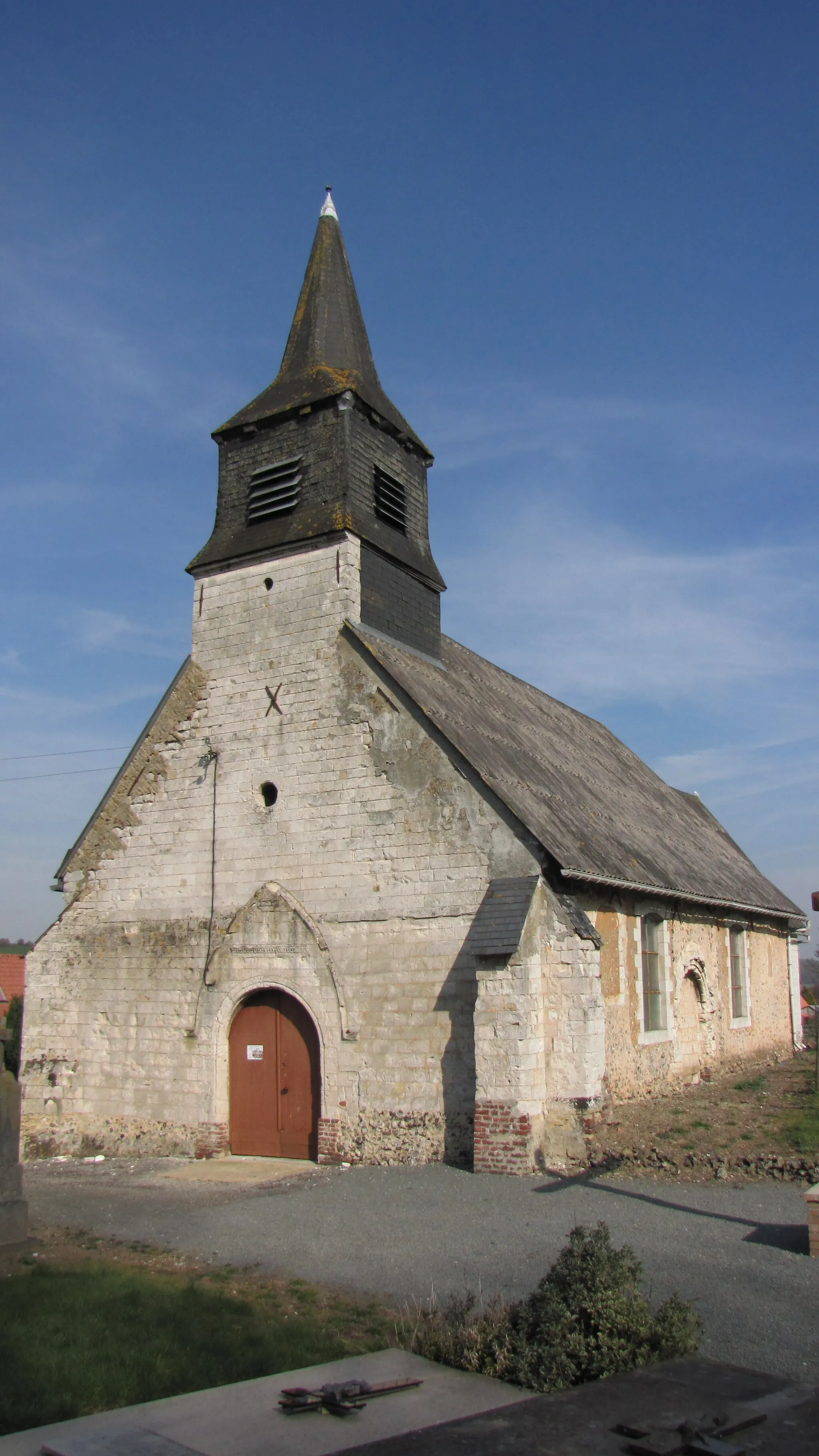 Photo showing: Le clocher de l'église Sainte-Pétronille Acquin, dans l' Audomarois.- Pas-de-Calais