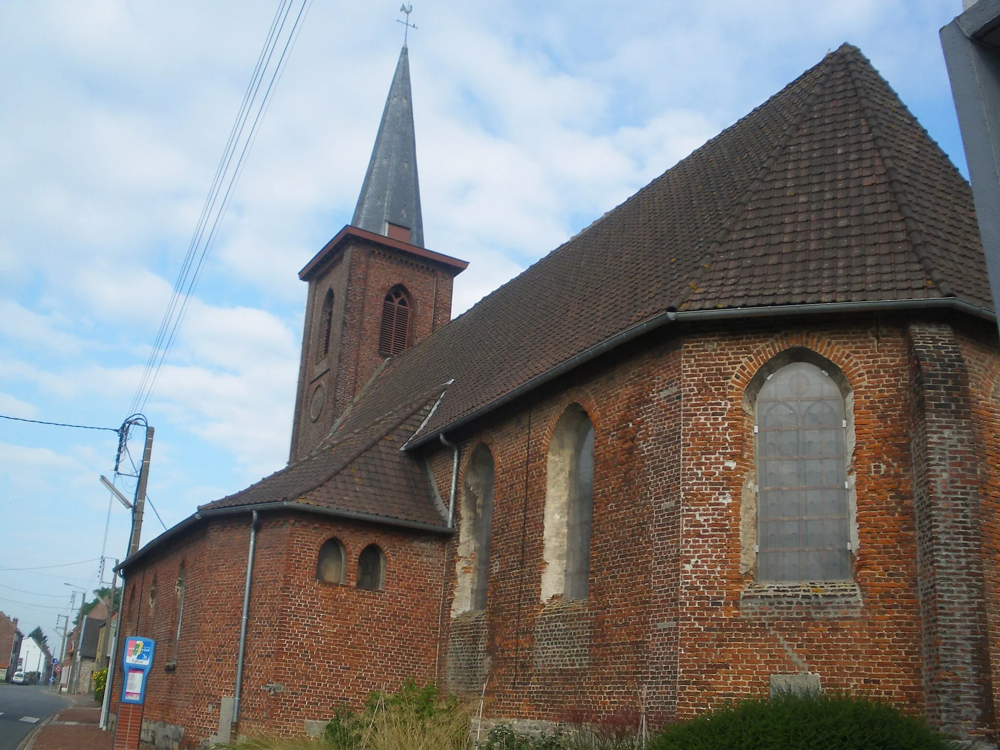 Photo showing: Vue de l'église Sainte-Cécile de Wannehain dans le département du Nord.