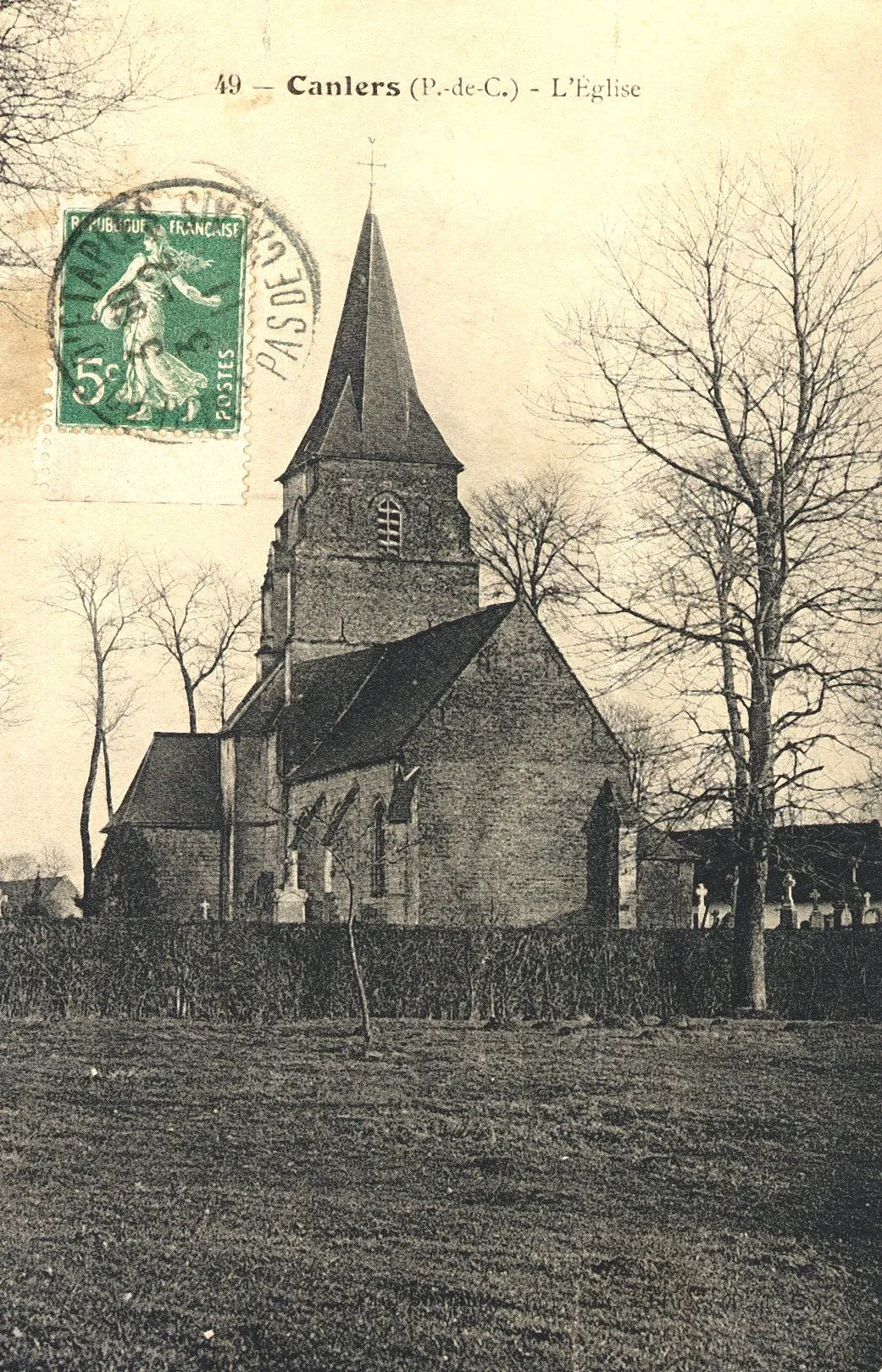 Photo showing: L'église éd Canlers, carte postale ancienne