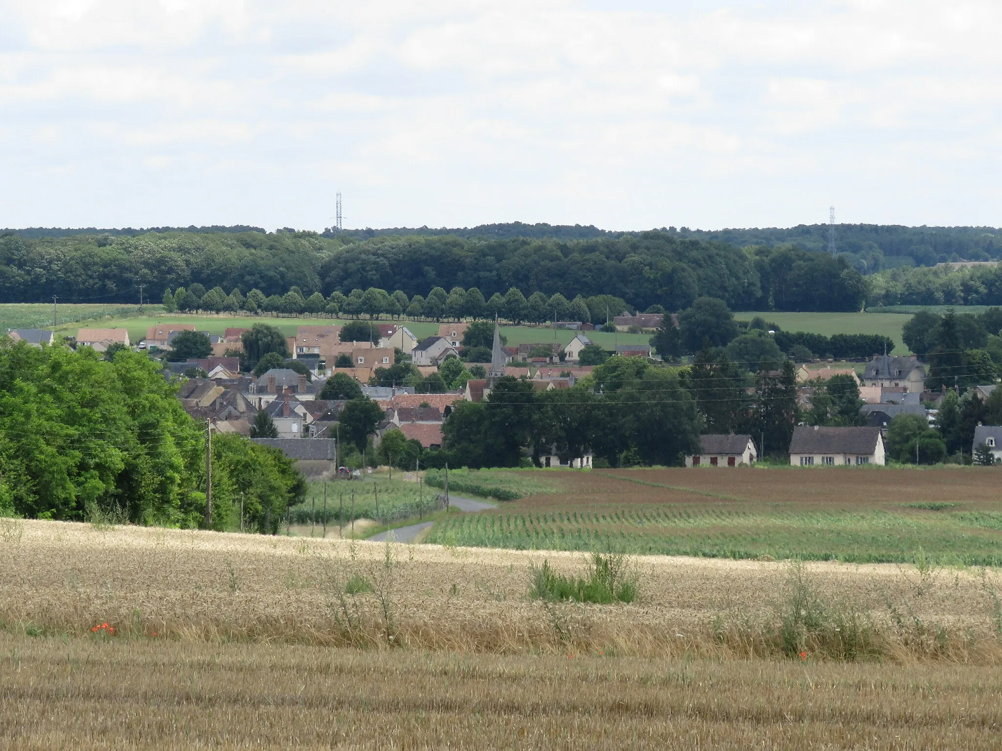 Photo showing: Vue du village depuis les Boutinières. On peut apercevoir la mairie sur la droite de l'image.