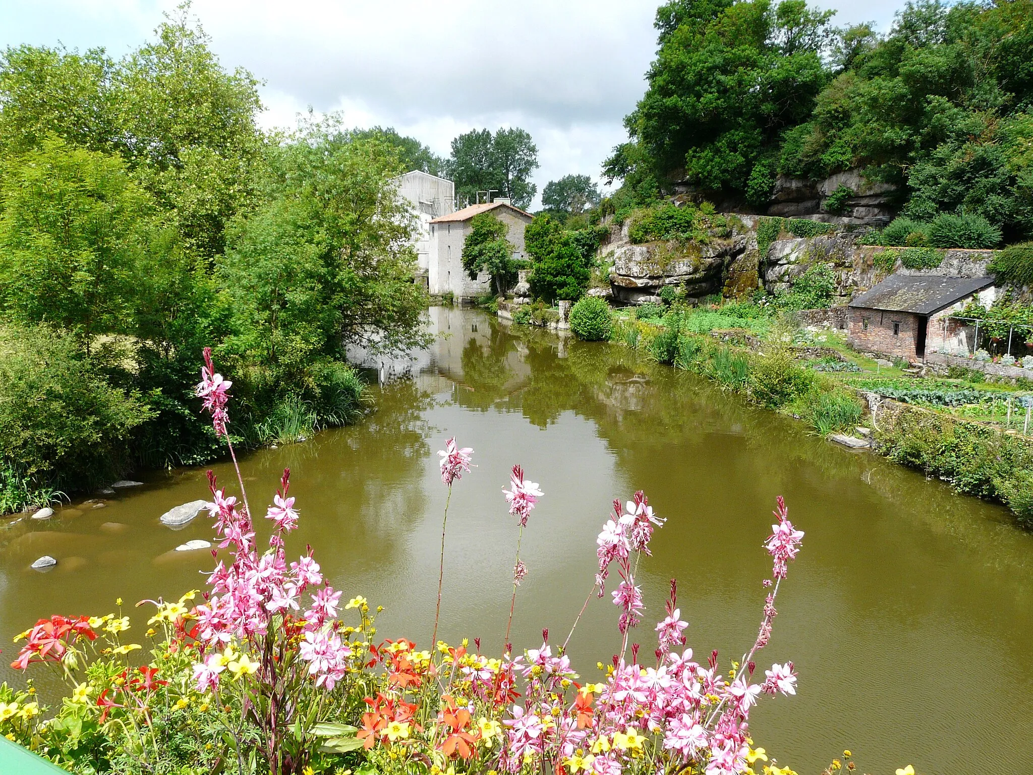 Photo showing: La Sèvre nantaise en aval du pont de Mallièvre, en limites de Mallièvre (à droite) et Les Epesses (à gauche), Vendée, France