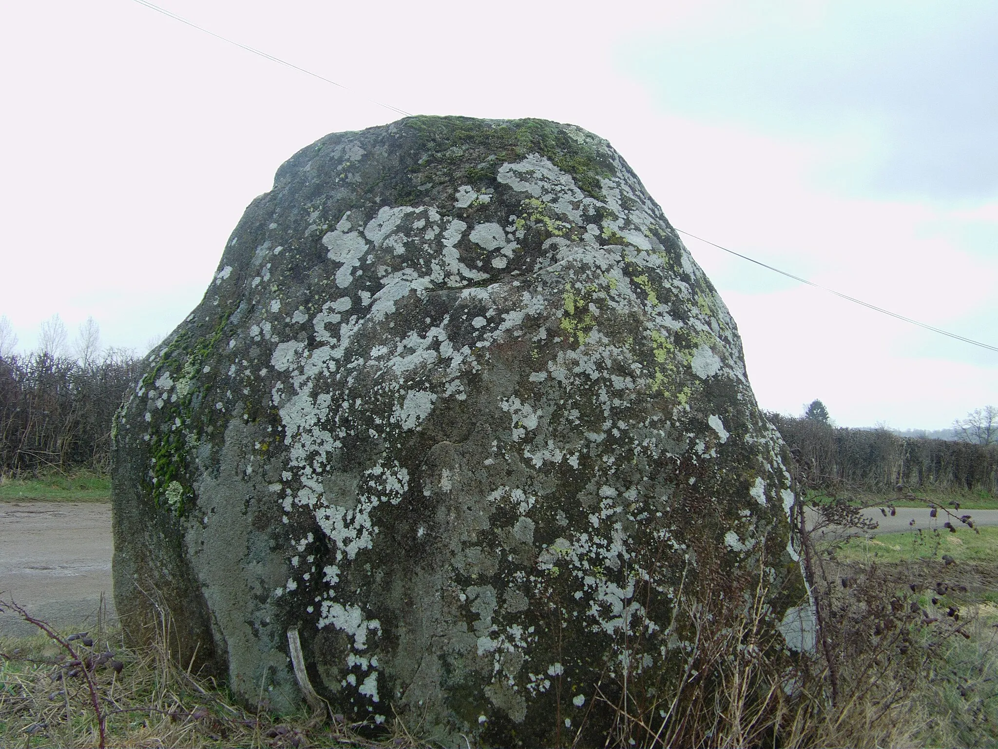 Photo showing: le menhir du Grand Coudray à Chantrigné, en Mayenne.