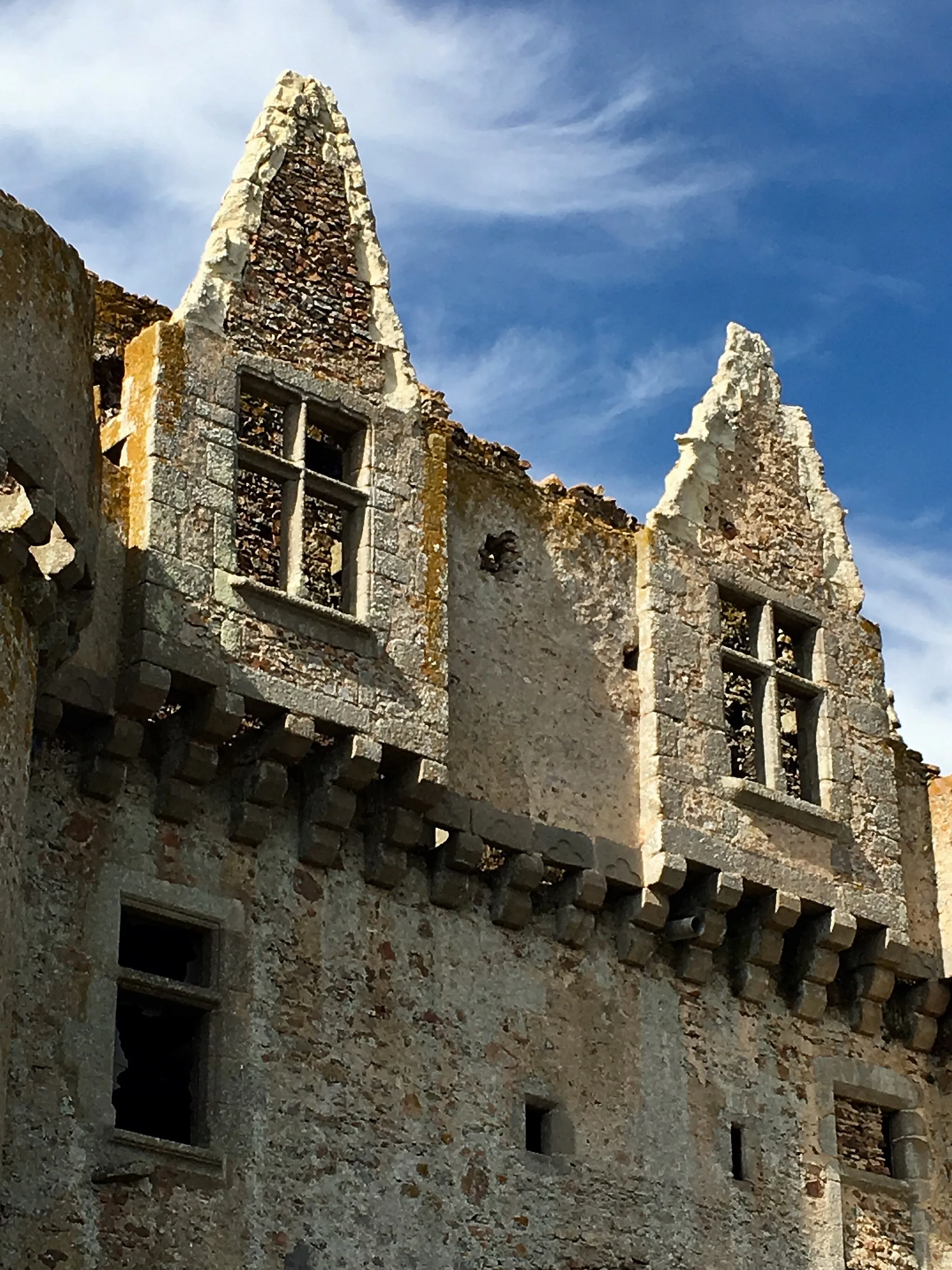 Photo showing: Le château de l'Ébaupinaye (ou Ébaupinay) est un ancien château féodal situé à Le Breuil-sous-Argenton, commune d'Argentonnay, dans les Deux-Sèvres.
Il a été construit entre le xive et le xve siècle. À la fin du xve siècle, le seigneur de Vendel est propriétaire du château et de son domaine. La bâtisse est ravagée par un incendie en 17961.
Le château est classé Monument historique en 1898. À la fin des années 2010, la famille Corbière, propriétaire depuis le xixe siècle, lutte pour sauver L'Ébaupinaye et ses cinq hectares de terres, puis met en vente ce domaine.

L'achat du château et le projet de sa restauration font l'objet d’une campagne de financement participatif par Dartagnans