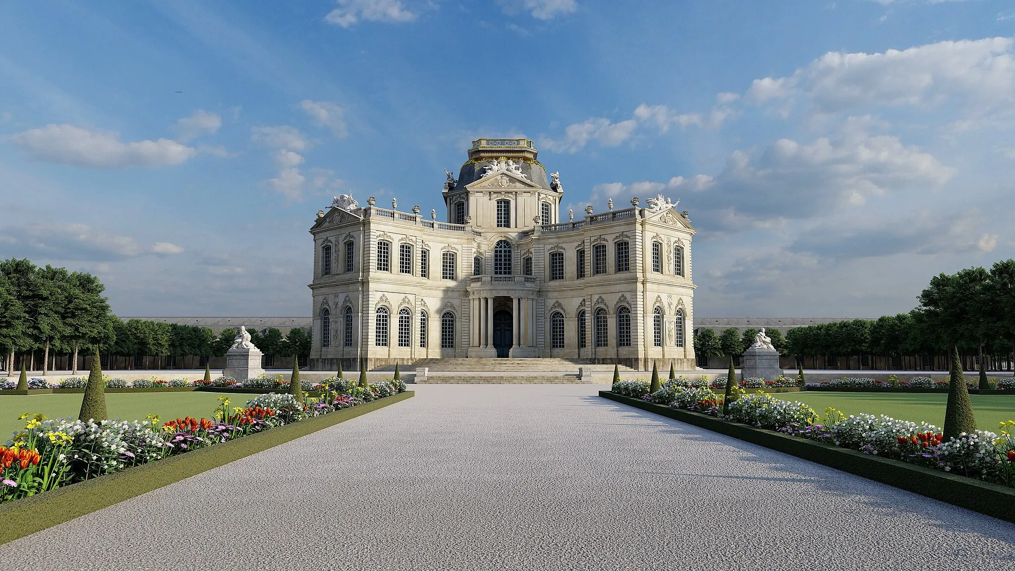 Photo showing: Château de Compiègne - Projet de Robert de Cotte _ Restitution 3D vue du jardin