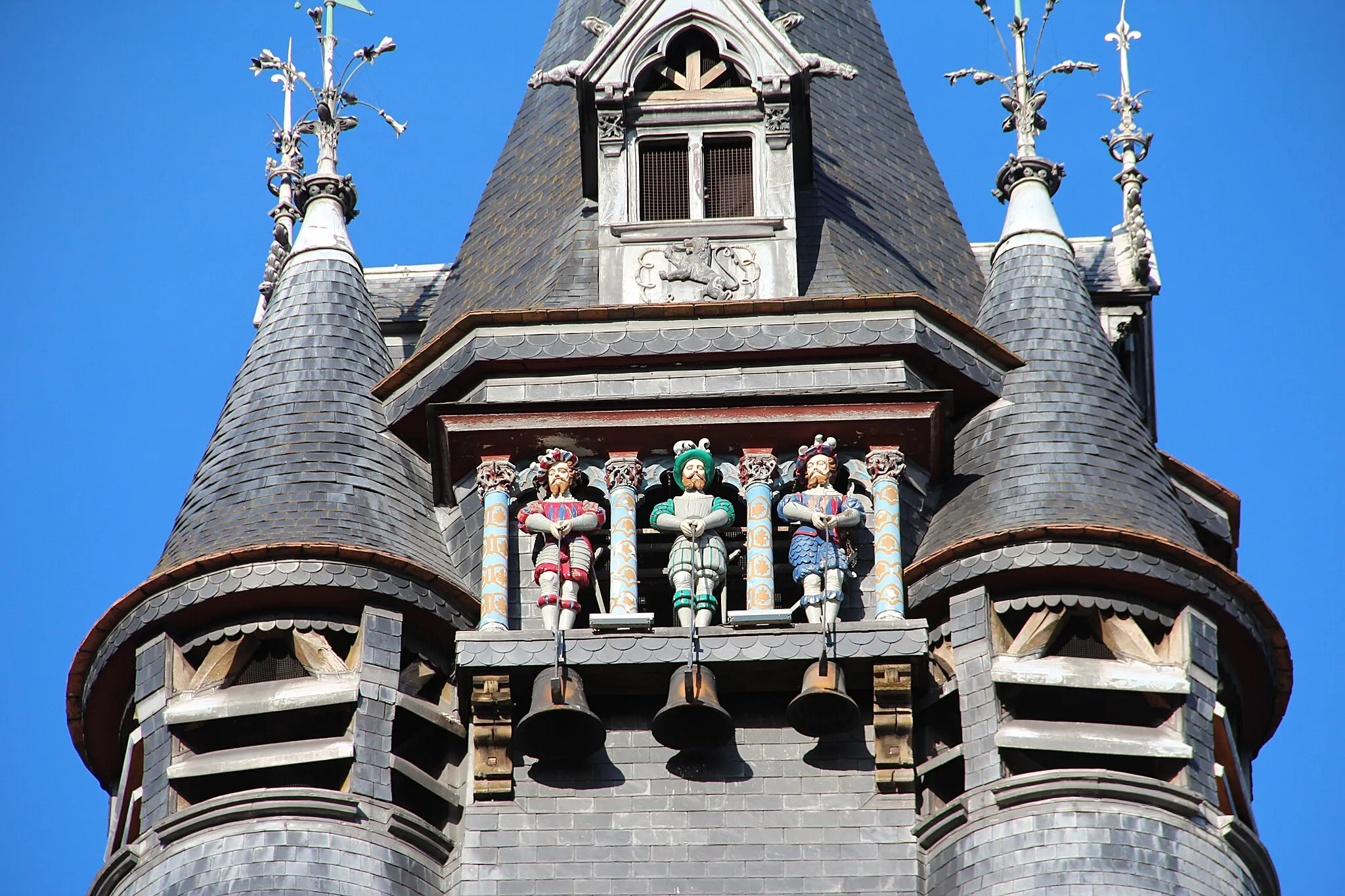 Photo showing: Flandrin, l'Anglois et Lansquenet - Les trois jacquemarts de l'hôtel de ville de Compiègne (Oise, France).