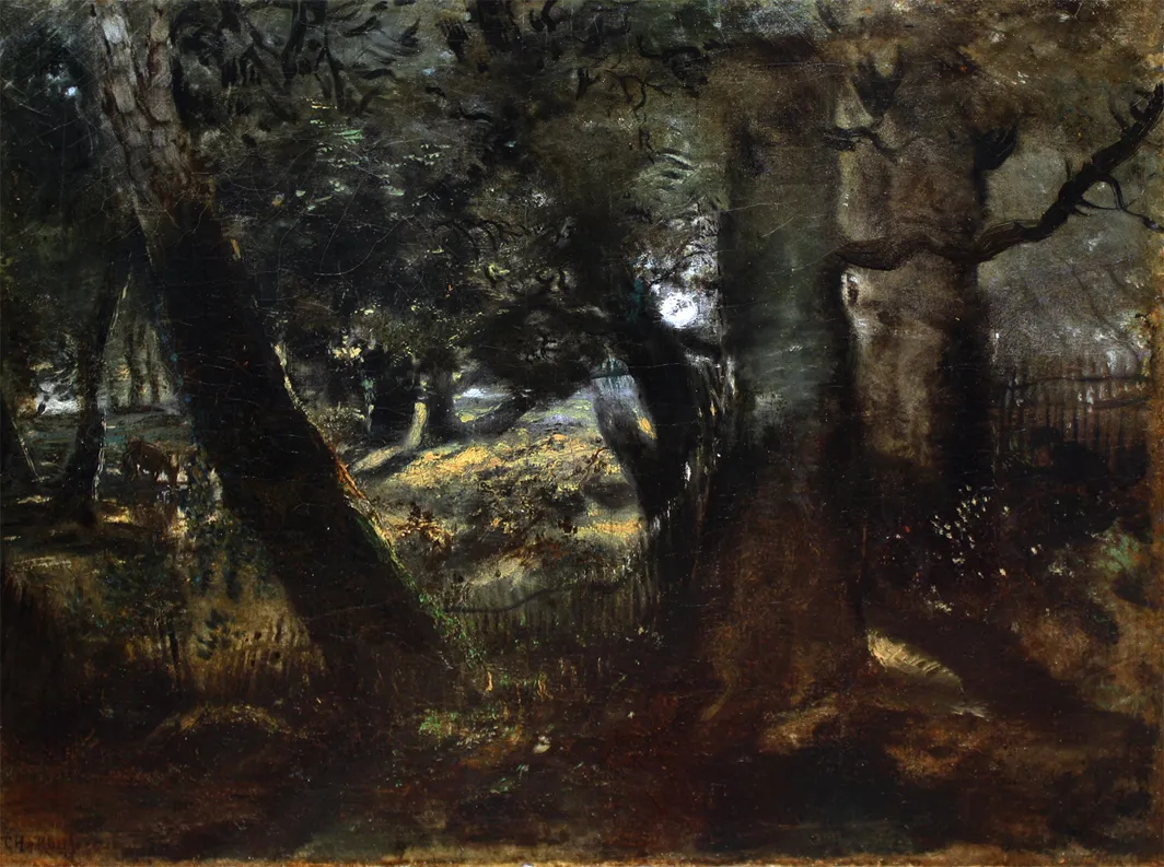Photo showing: Pheasantry in the Forest of Compiègne by Théodore Rousseau, 1833, oil on canvas, 20 7/8 x 25 5/8 inches, Saint Louis Art Museum