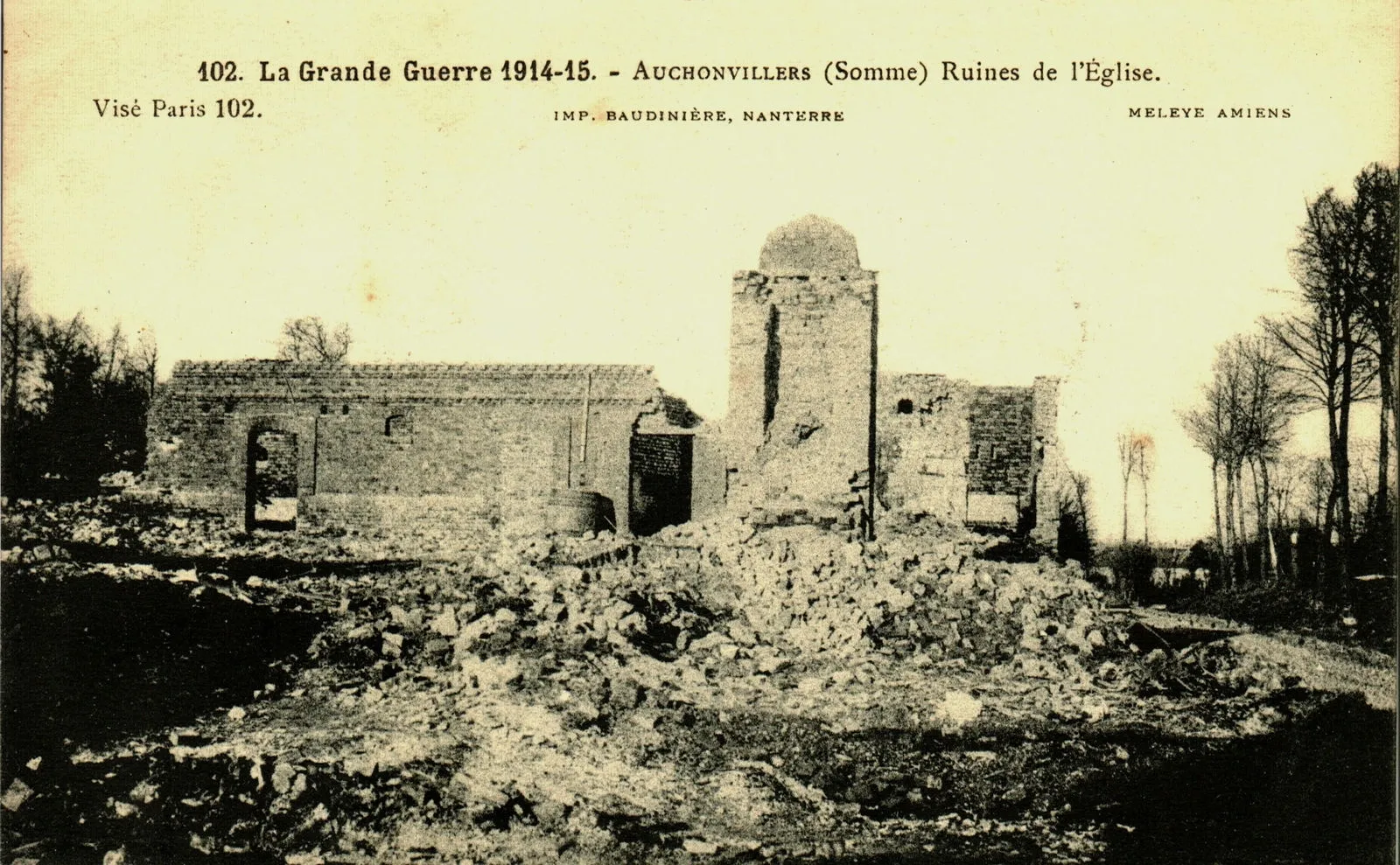 Photo showing: Ruines de l'église en 1918