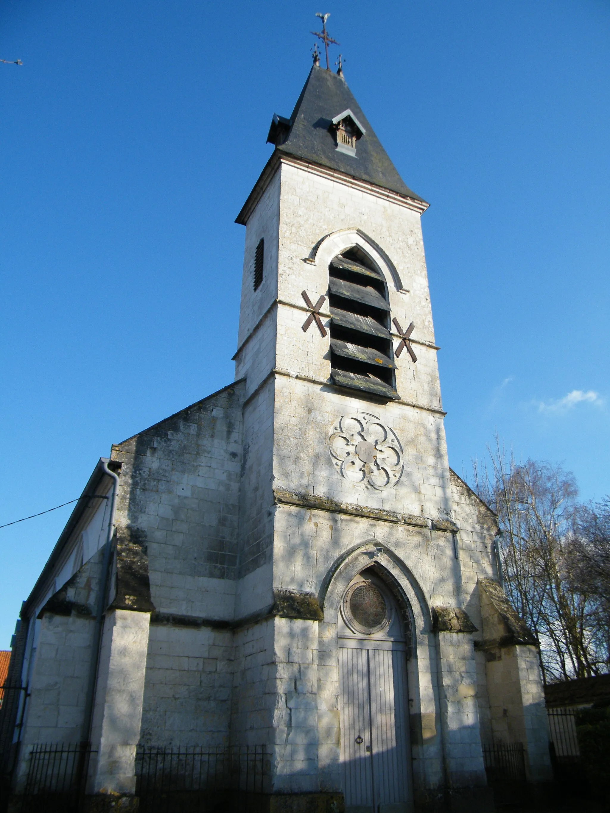 Photo showing: Le clocher de l'église d'Épagne.