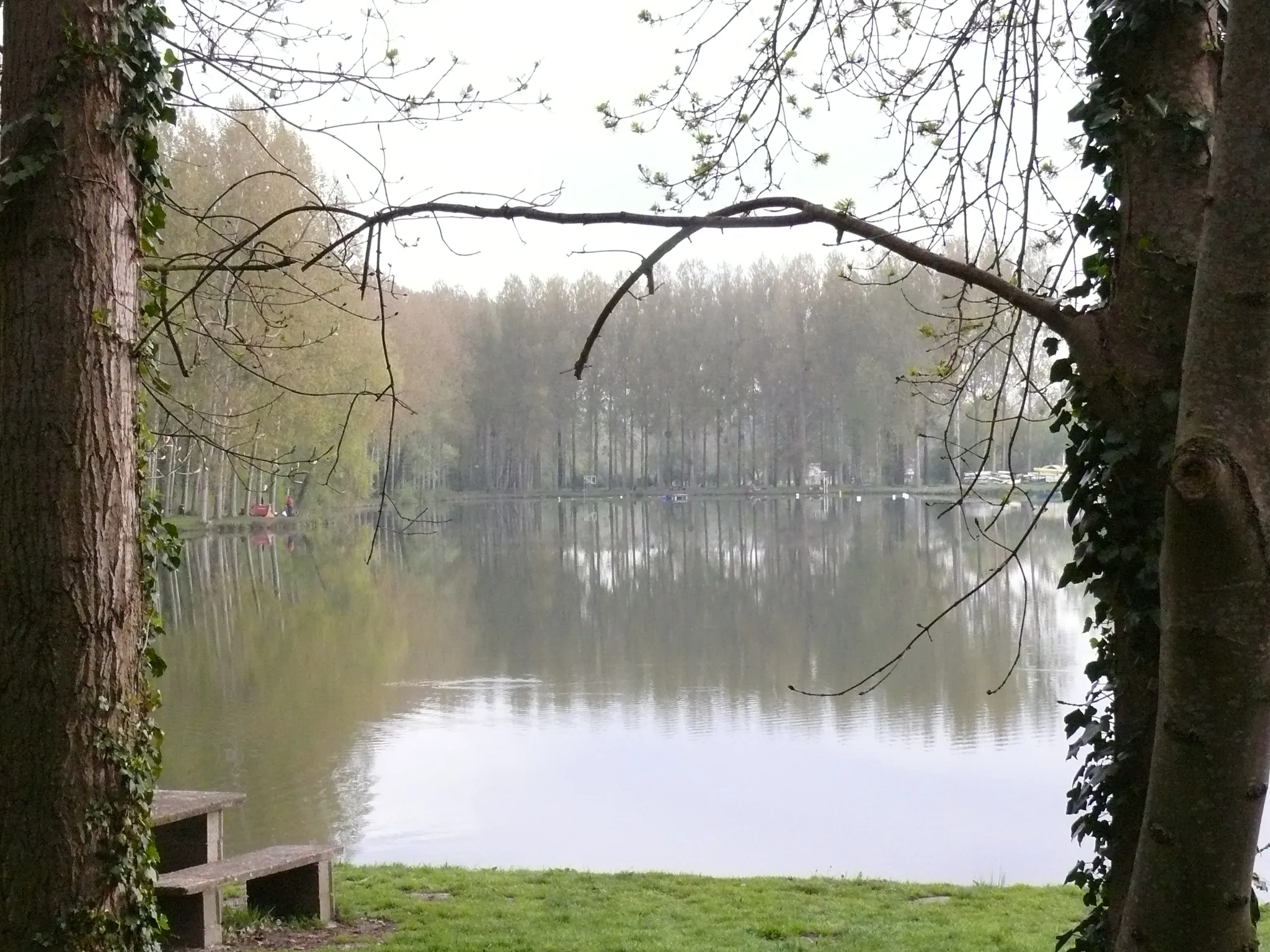 Photo showing: Un des nombreux étangs de Lœuilly (Somme, Picardie, France), dans la vallée de la Selle, fort appréciés des pêcheurs et des campeurs