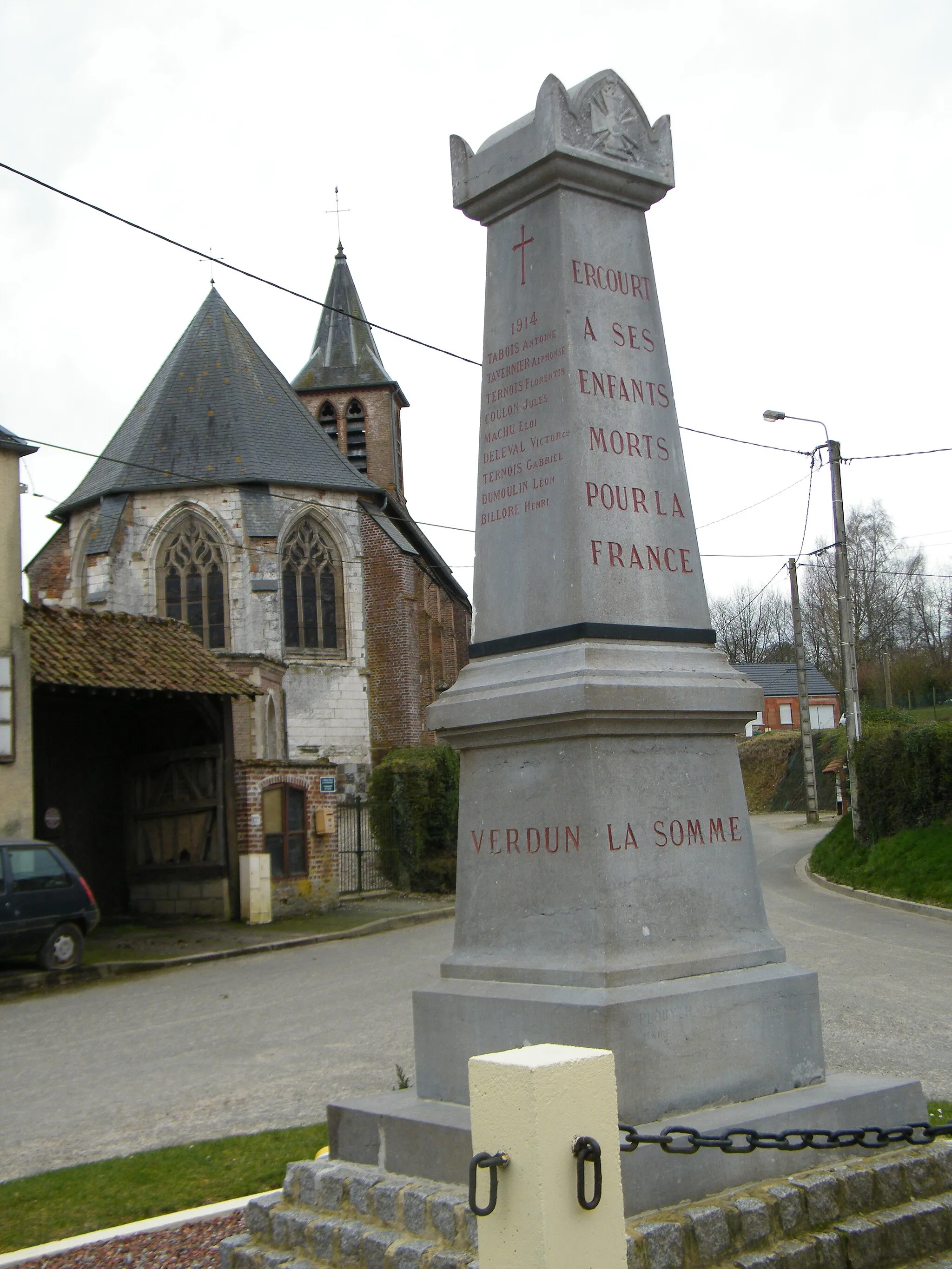 Photo showing: Le monument aux morts pour la patrie d'Ercourt, Somme, France.