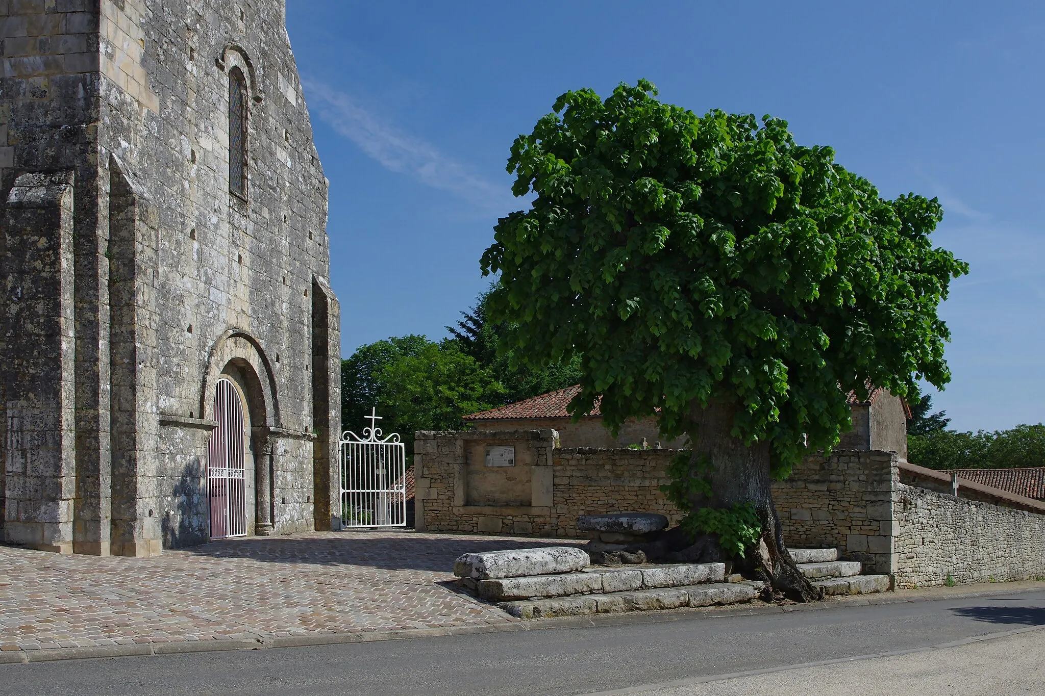 Photo showing: Eglise Saint-Pierre et tilleul dit "de Sully", Saint-Pierre-d'Exideuil, Vienne, France.