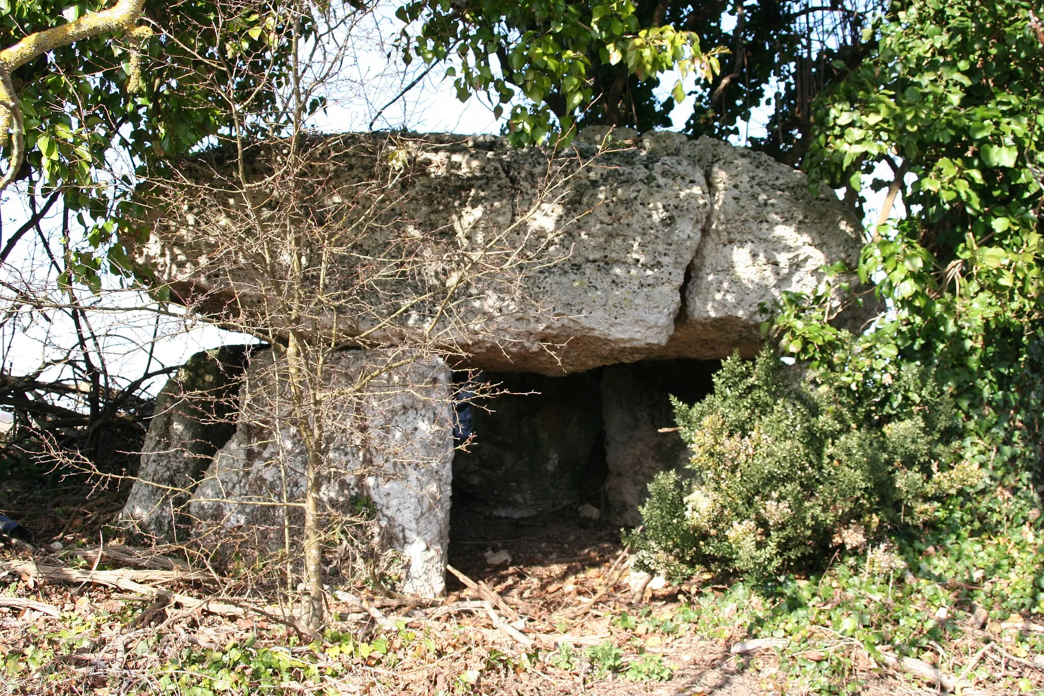 Photo showing: Malgré un classement aux "monuments historiques" le 4 Août 1927, le dolmen semble bien abandonné.