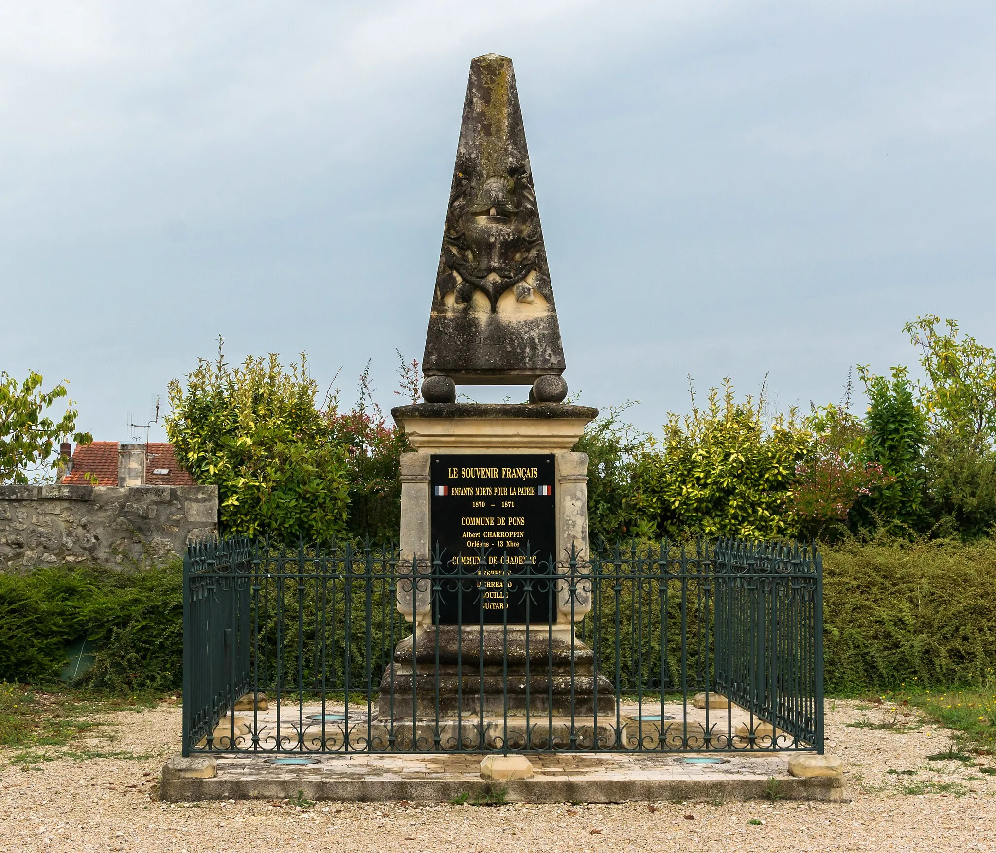 Photo showing: Franco-prussian war memorial, 1870-71, Pons, Charente-Maritime, France.