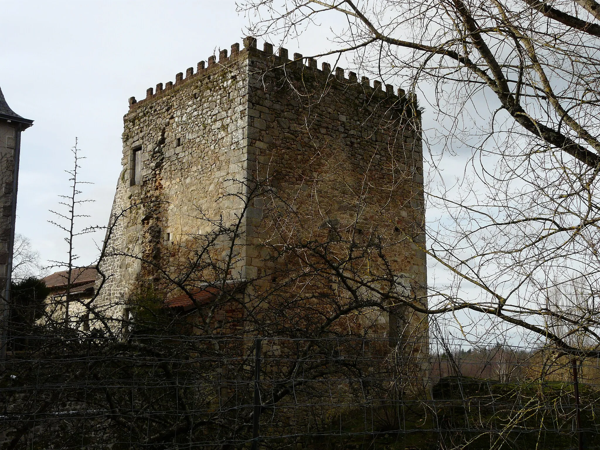 Photo showing: Le donjon carré du château de Champniers, Champniers-et-Reilhac, Dordogne, France.