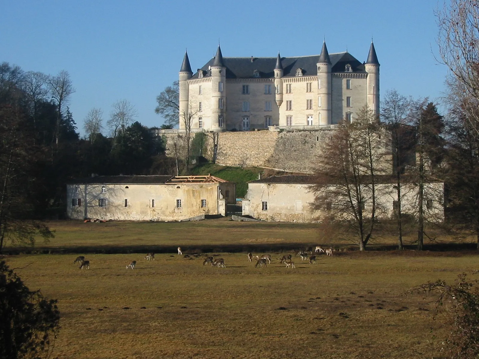 Photo showing: Château de Rochandry,parc et biches en hiver, Charente, France