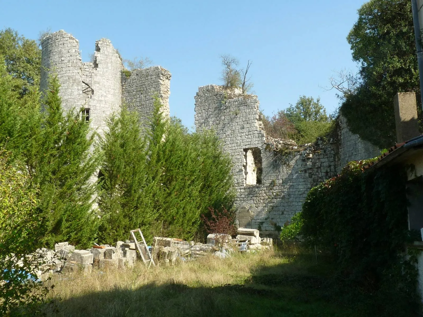 Photo showing: ruins of castle of Pranzac, Charente, SW France