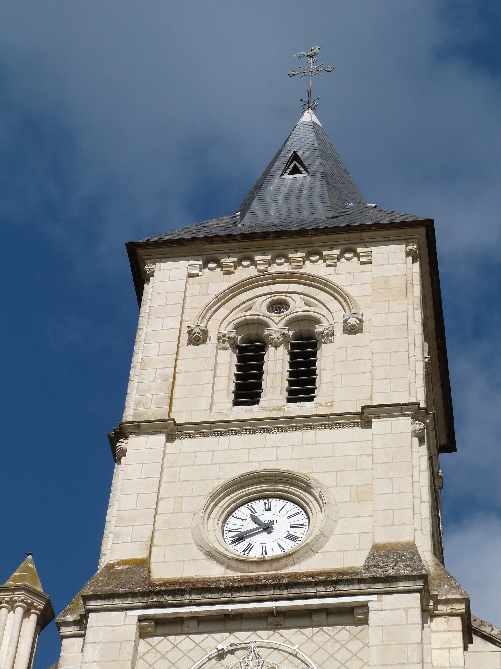 Photo showing: Clocher de l'église Saint-Hilaire de Faye-l'Abbesse (Deux-Sèvres)