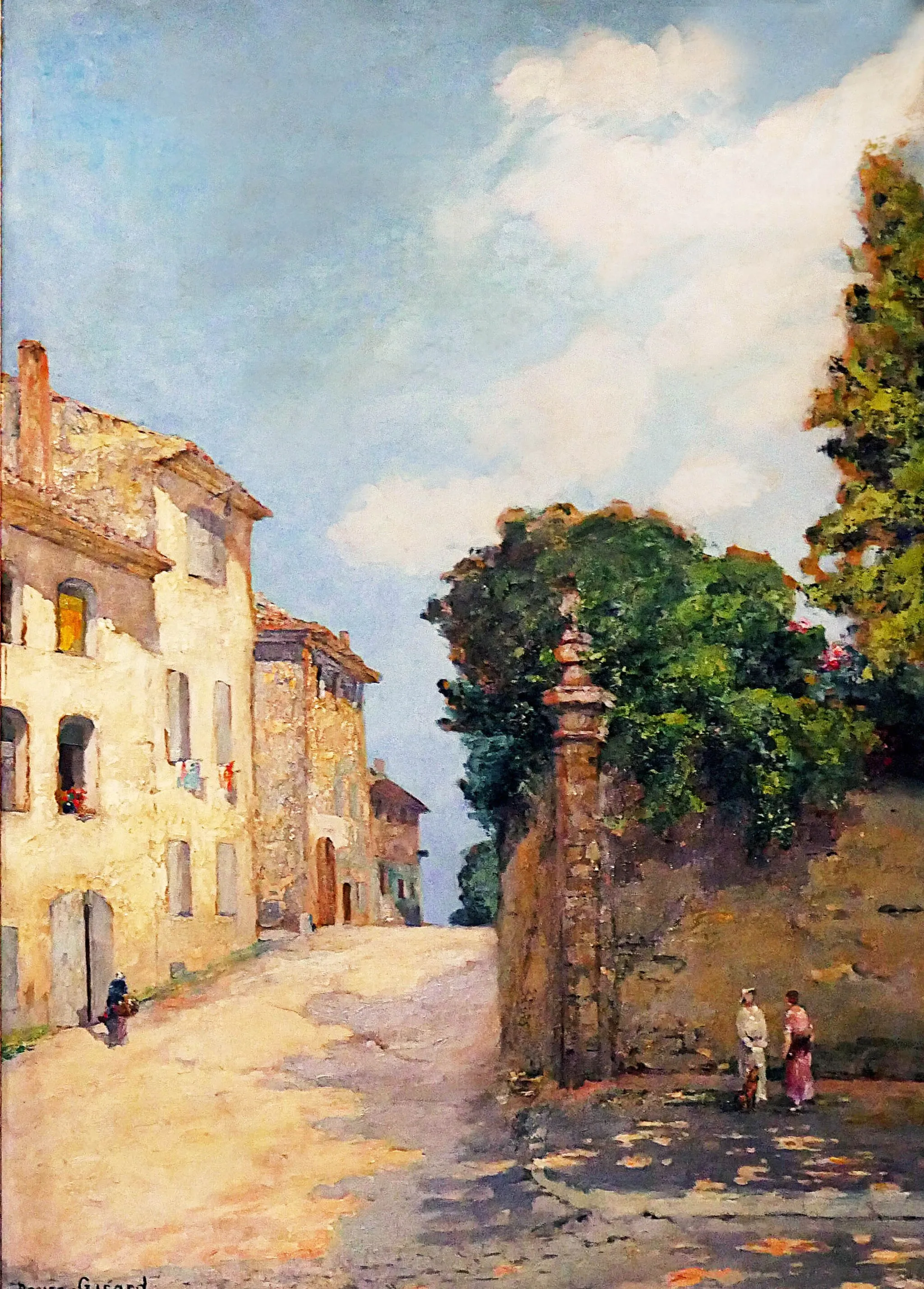 Photo showing: Oil painting on wood by Désiré Girard representing the boulevard Lamartine in Salon-de-Provence