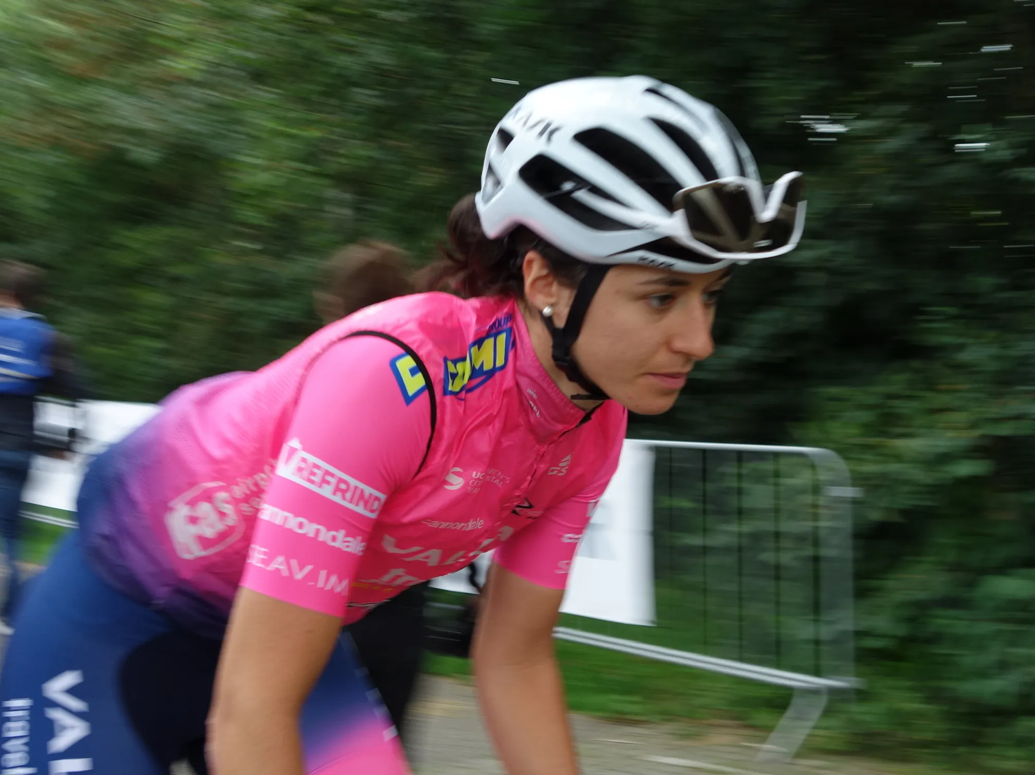 Photo showing: Margaux Vigie bij de start in Stramproy van de 3e etappe van de Simac Ladies Tour op 27 augustus 2021.