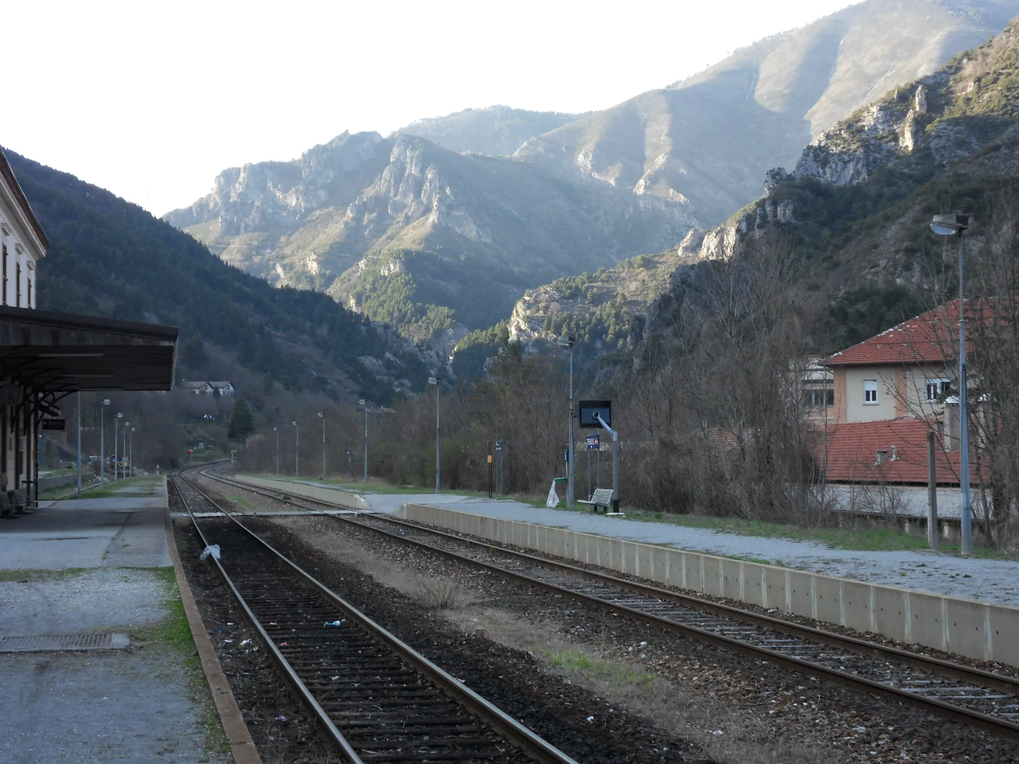 Photo showing: Gare de Tende. Ligne de Coni à Vintimille.Vue des voies en direction de Coni/Cuneo