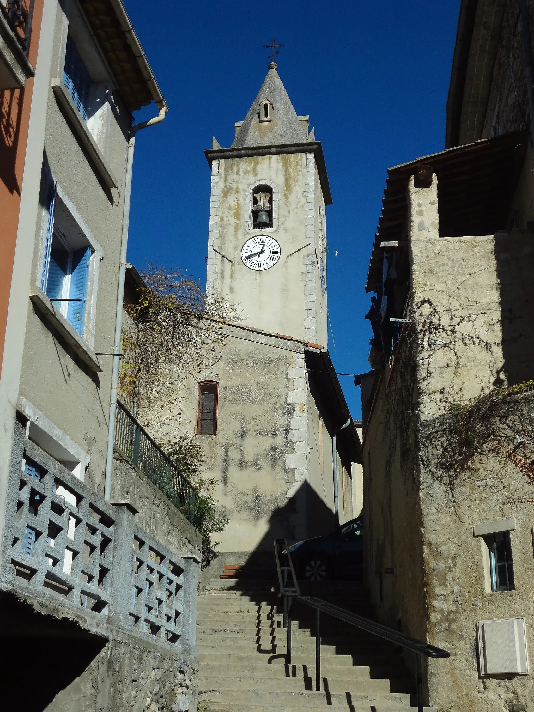 Photo showing: Clocher de l'église Saint-Bernard à Château-Arnoux-Saint-Auban (04).