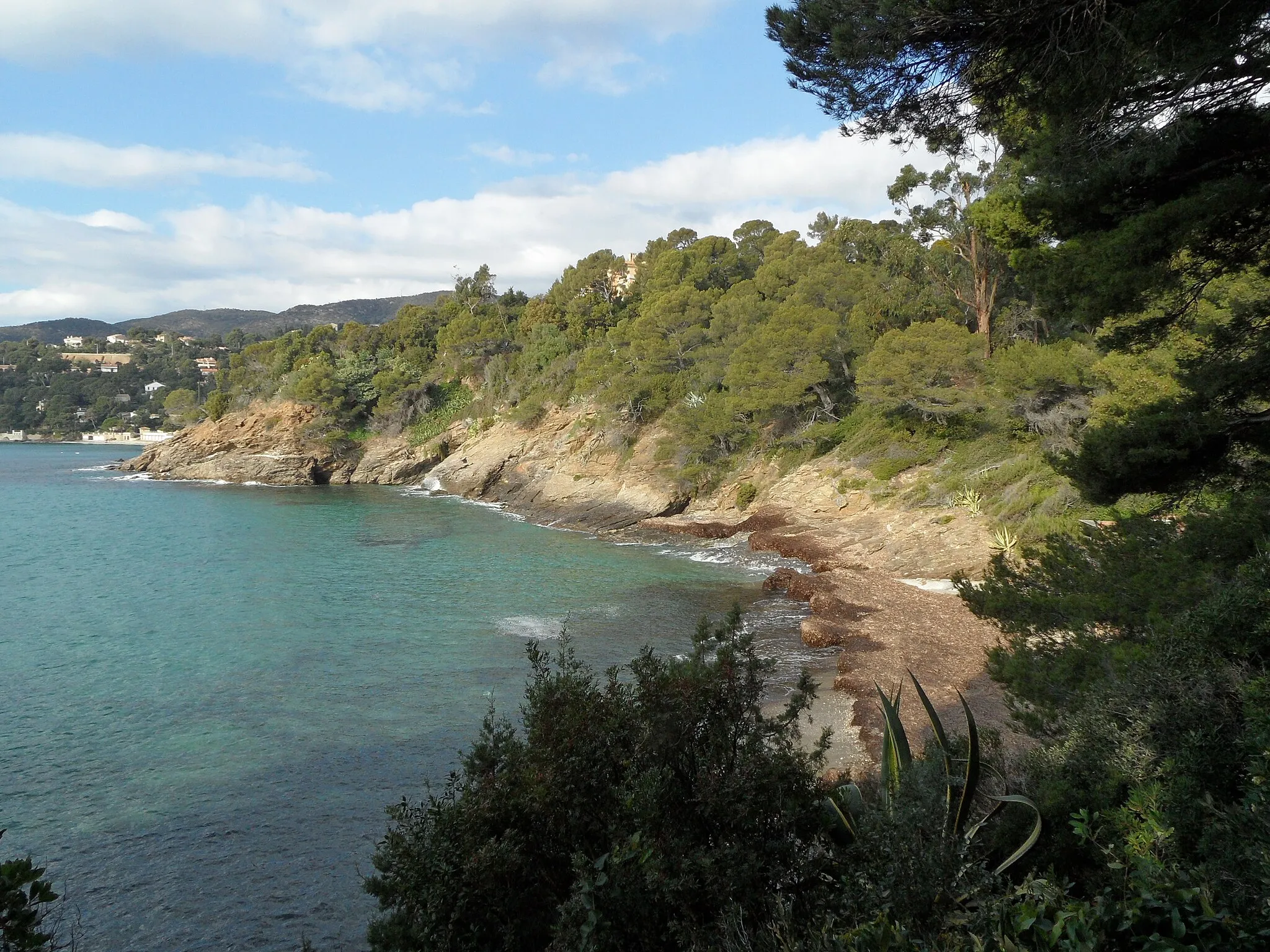 Photo showing: Vue générale du Rayol depuis la Voie Verte, ancienne voie ferroviaire. À droite de la photographie, le Domaine du Rayol et la pointe du Figuier.