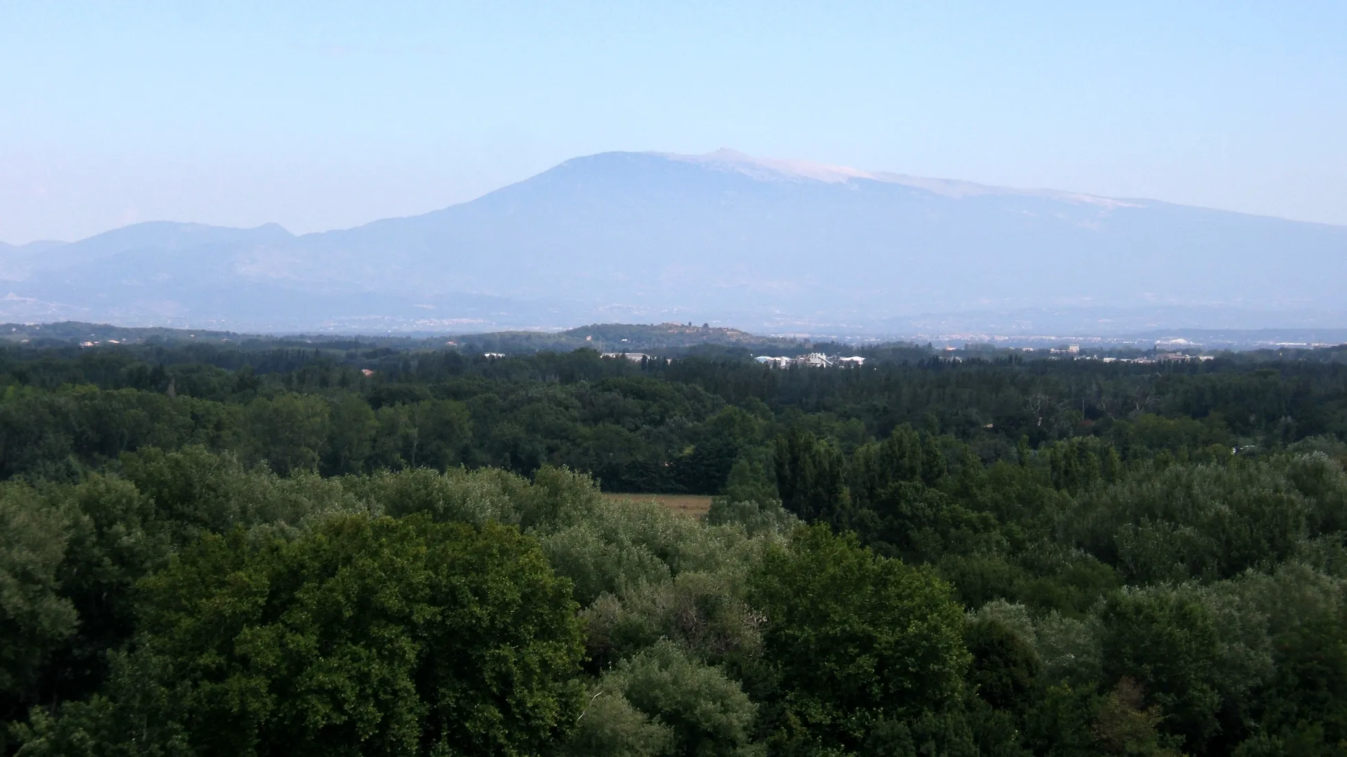 Photo showing: Mont Ventoux as seen from Avignon.