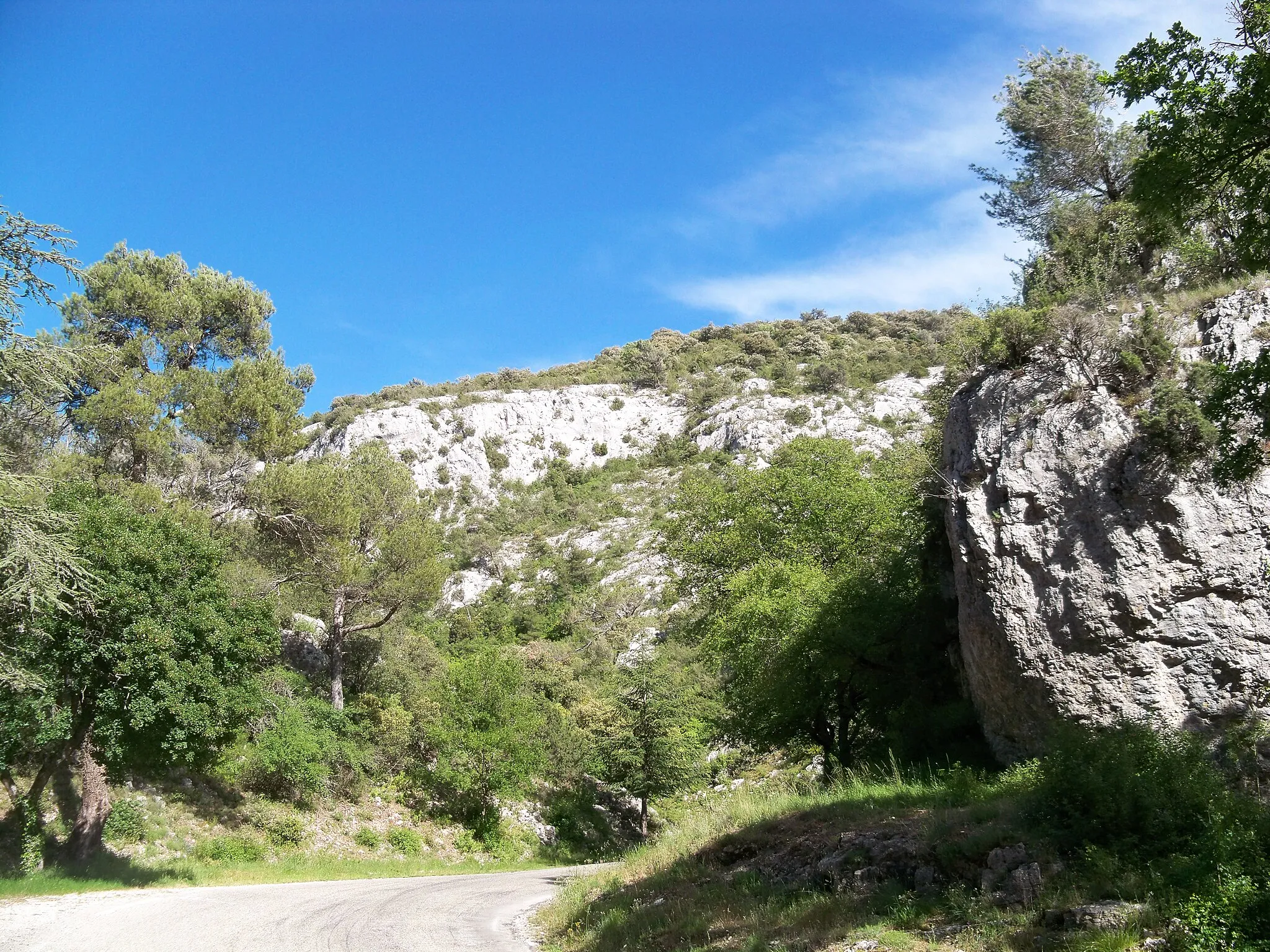 Photo showing: Route entre Murs et Venasque (Vaucluse), à travers les gorges de Murs