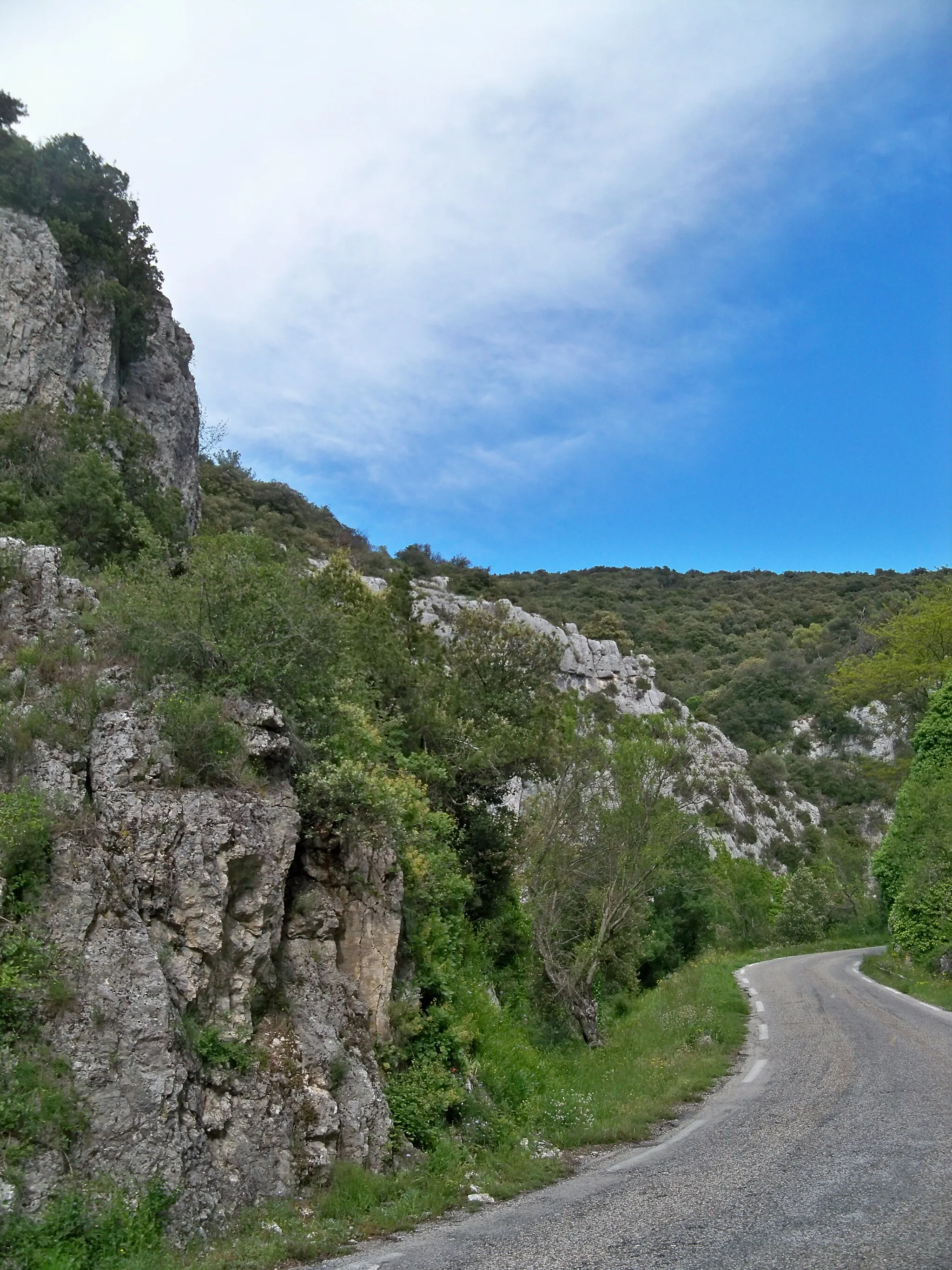 Photo showing: Route entre Murs et Venasque (Vaucluse), à travers les gorges de Murs