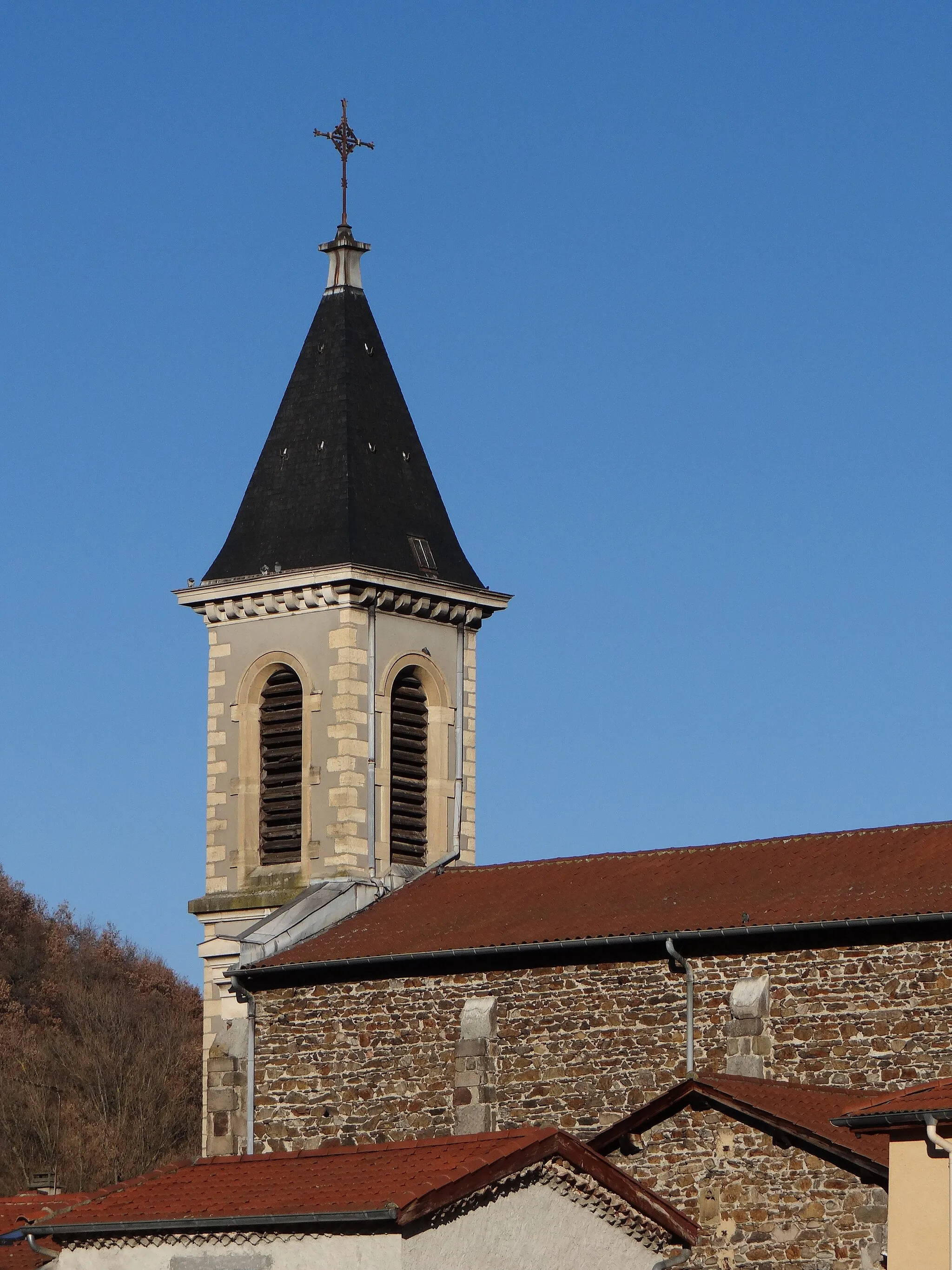 Photo showing: Steeple of the church of Saint-Romain-en-Gier, Rhône, France
