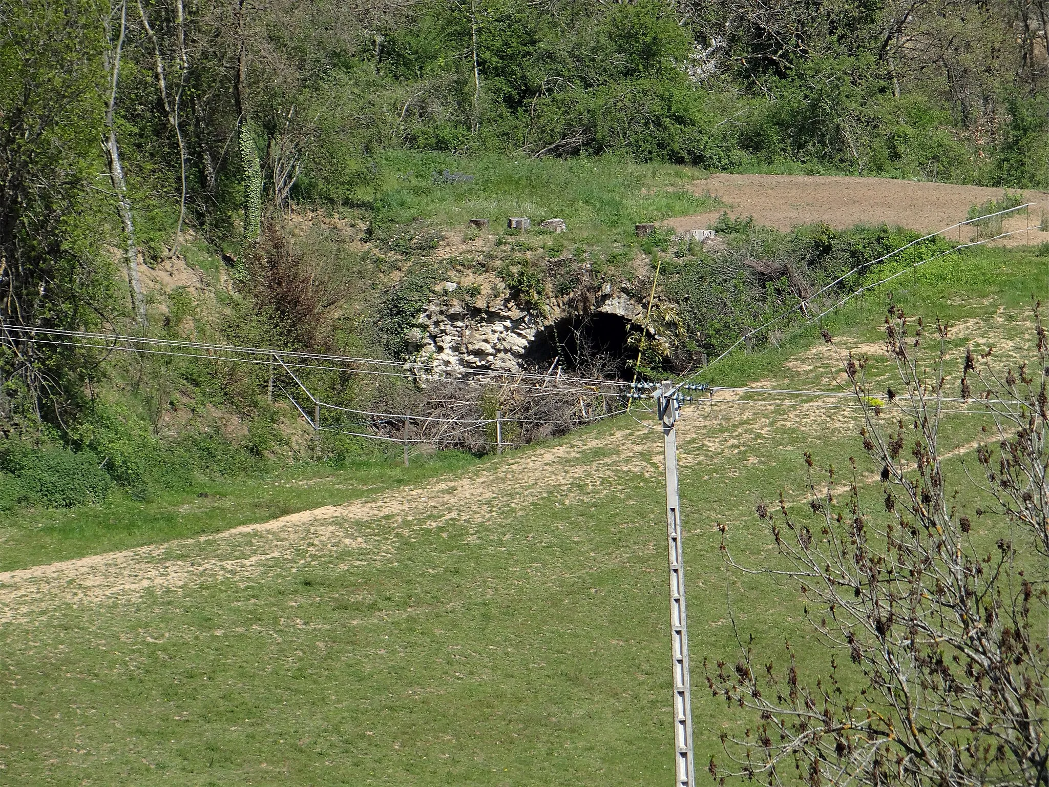 Photo showing: Tracé de l'ancienne ligne de chemin de fer Messimy - Saint-Symphorien-sur-Coise à Rontalon, Rhône, France. Entrée du tunnel au sud de "La Pierre à Chaux", vue de la route du Paradis.