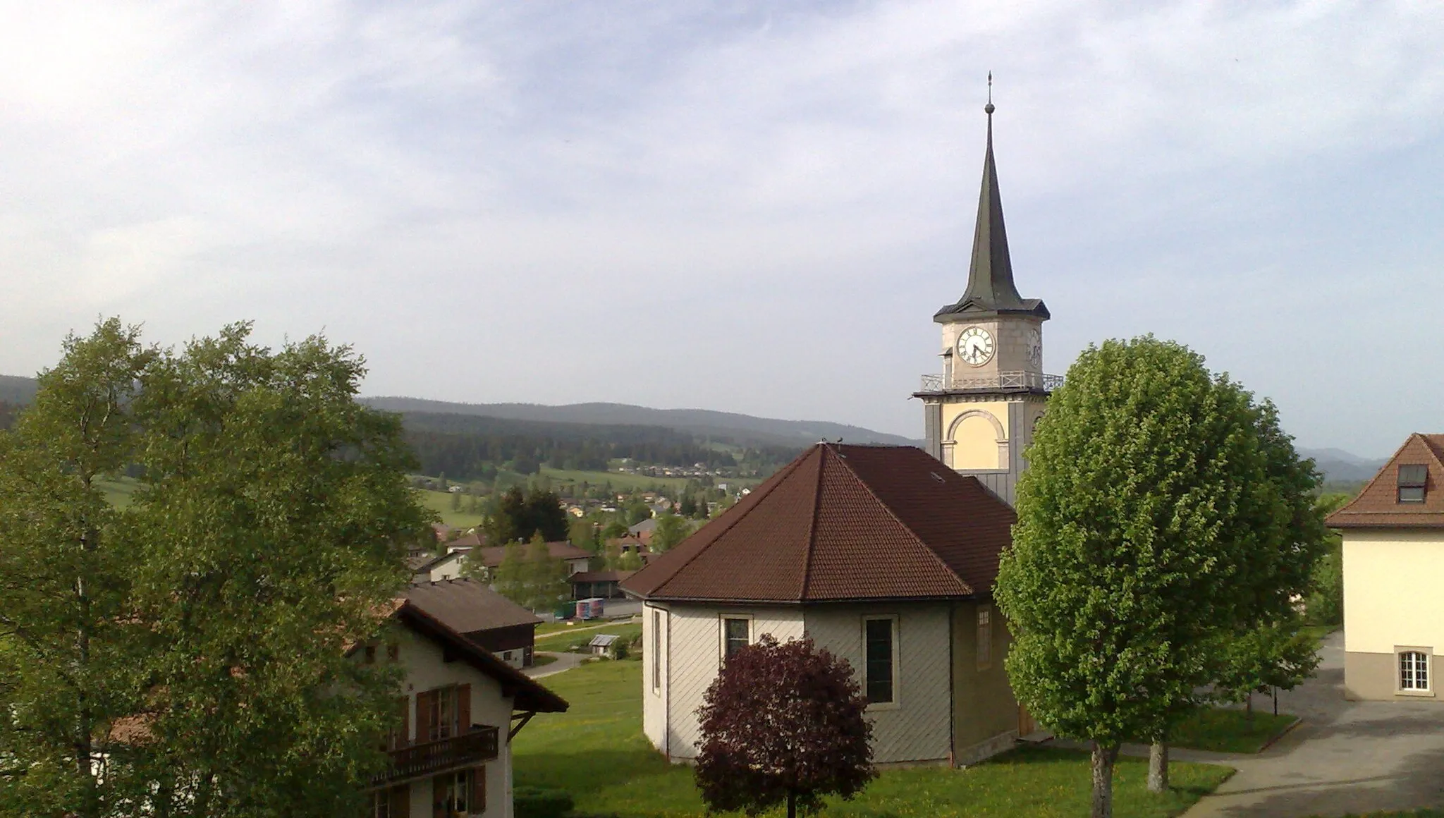 Photo showing: Le temple protestant à Le Brassus dans la vallée de Joux en Suisse.