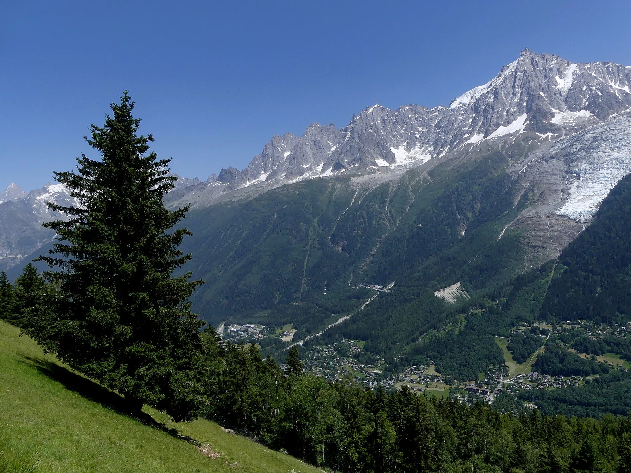 Photo showing: Sight, from Parc de Merlet park, of Mont-Blanc mountain range, Haute-Savoie, France.