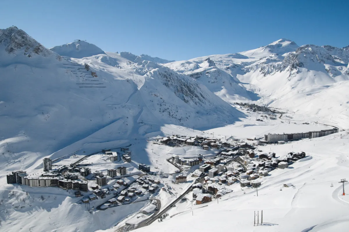 Photo showing: Tignes Val Claret, France. Taken from slopes of the Grande Motte mountain