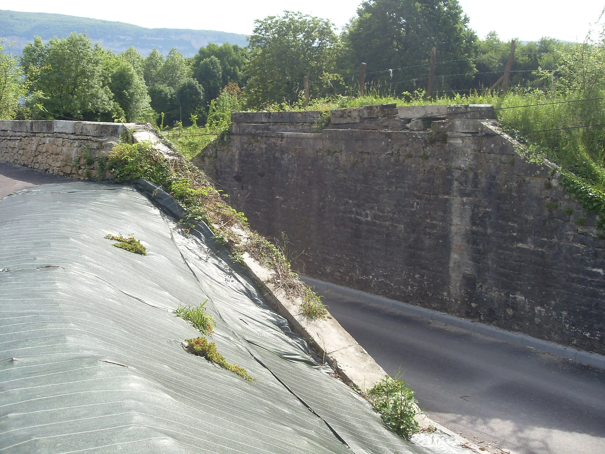 Photo showing: Emplacement d'un ancien pont du Chemin de fer de l'Est de Lyon, à Montalieu-Vercieu.