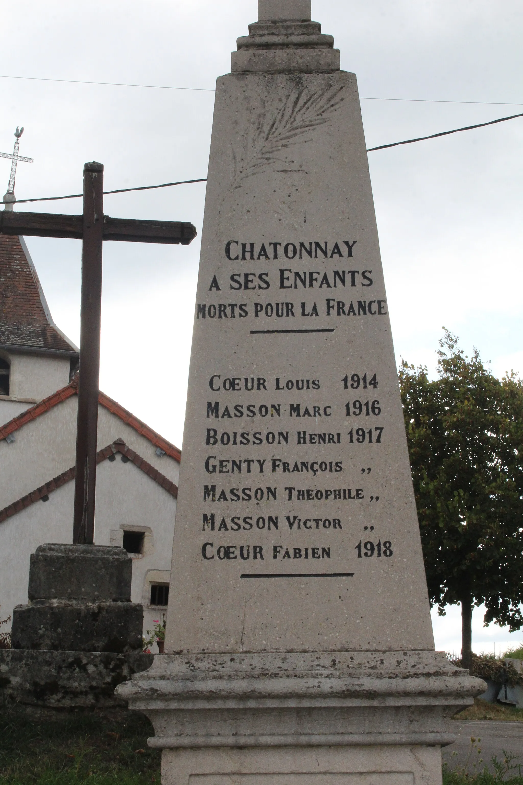 Photo showing: Monument aux morts de Chatonnay, Valzin-en-Petite-Montagne.