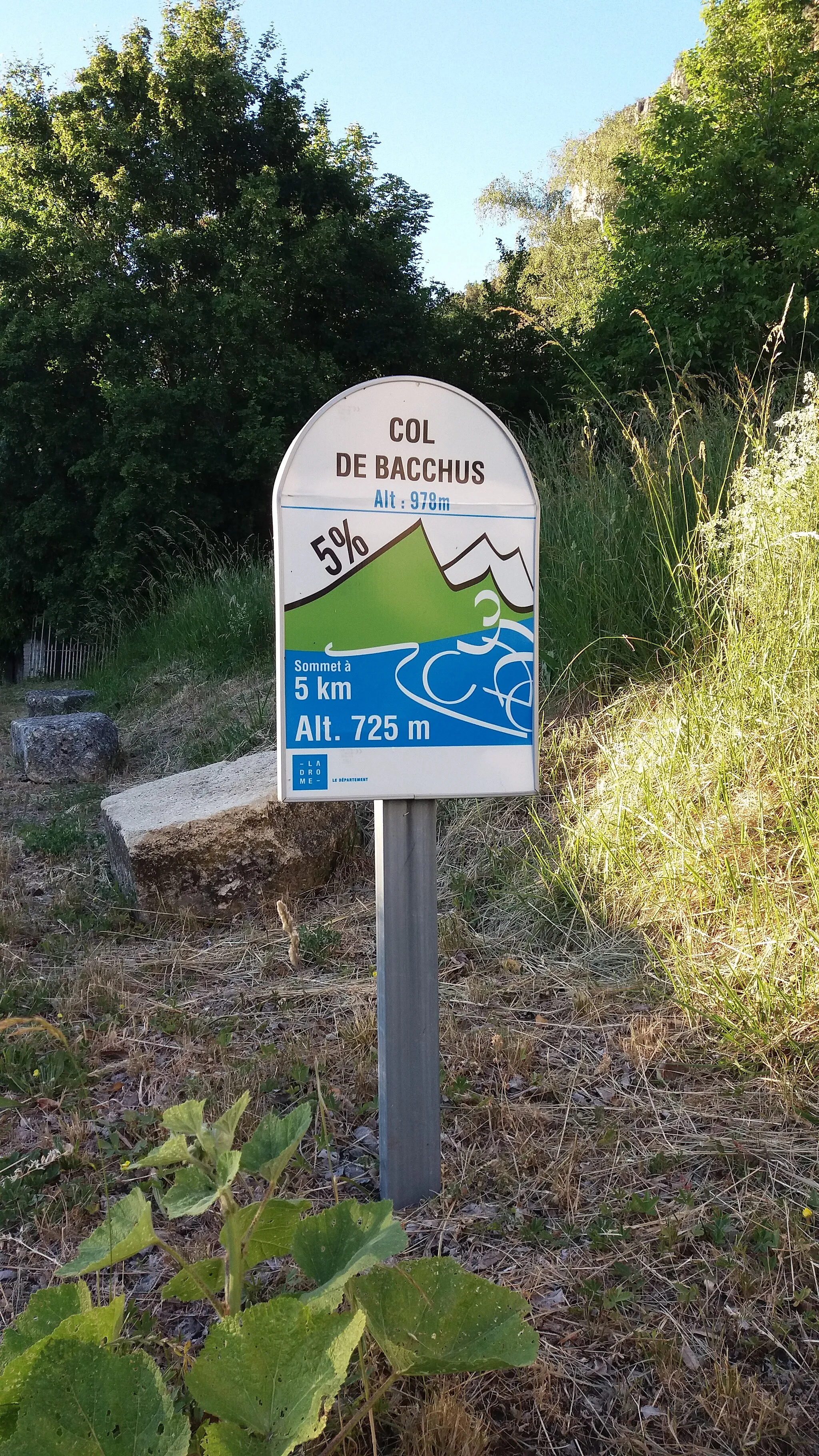 Photo showing: Panneau indiquant le col de Bacchus.