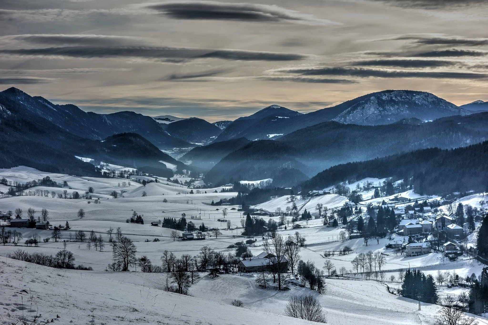 Photo showing: the village of "St Martin en Vercors" in south Vercors, French Alps.